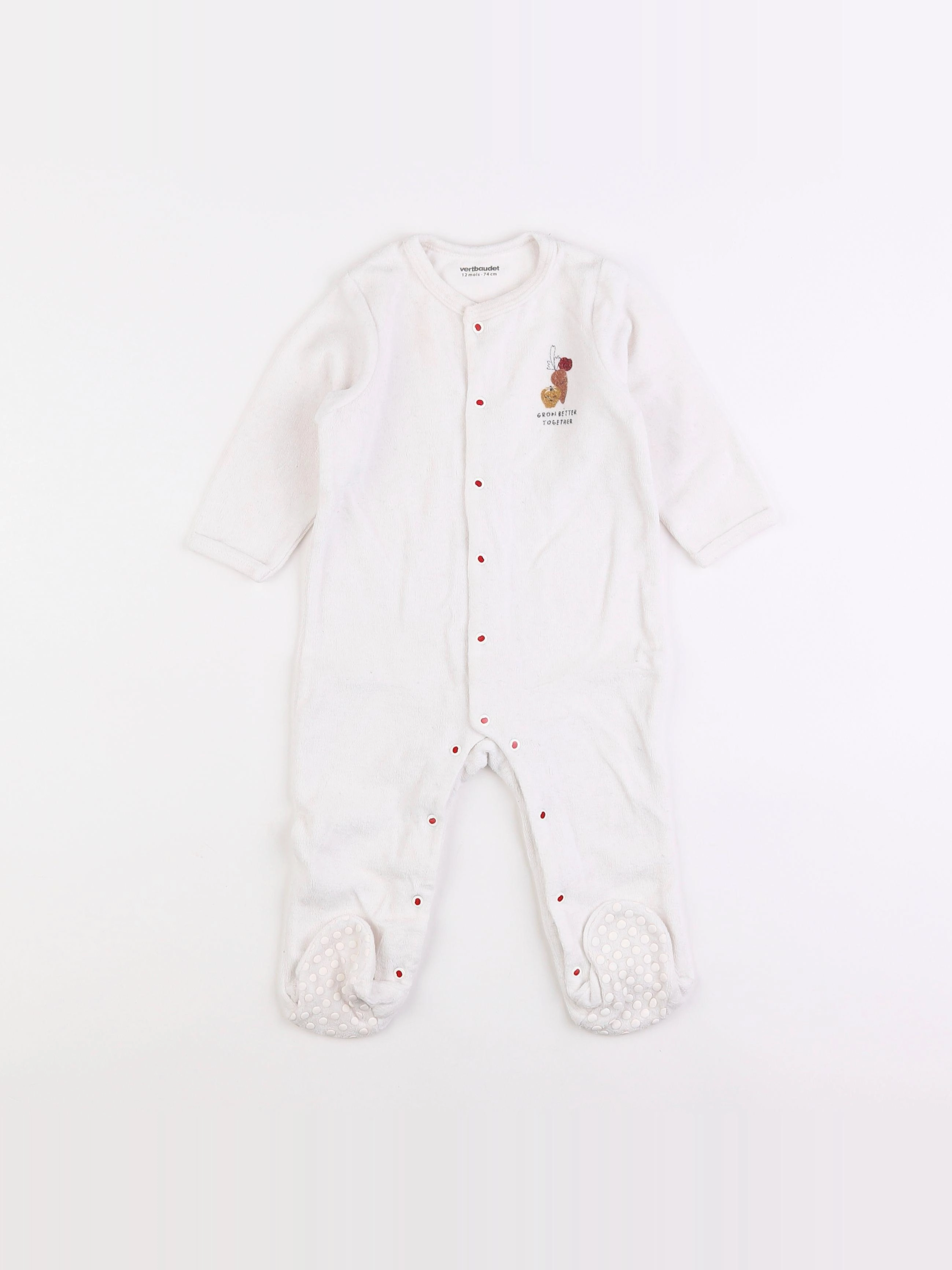 Vertbaudet - pyjama velours blanc - 12 mois