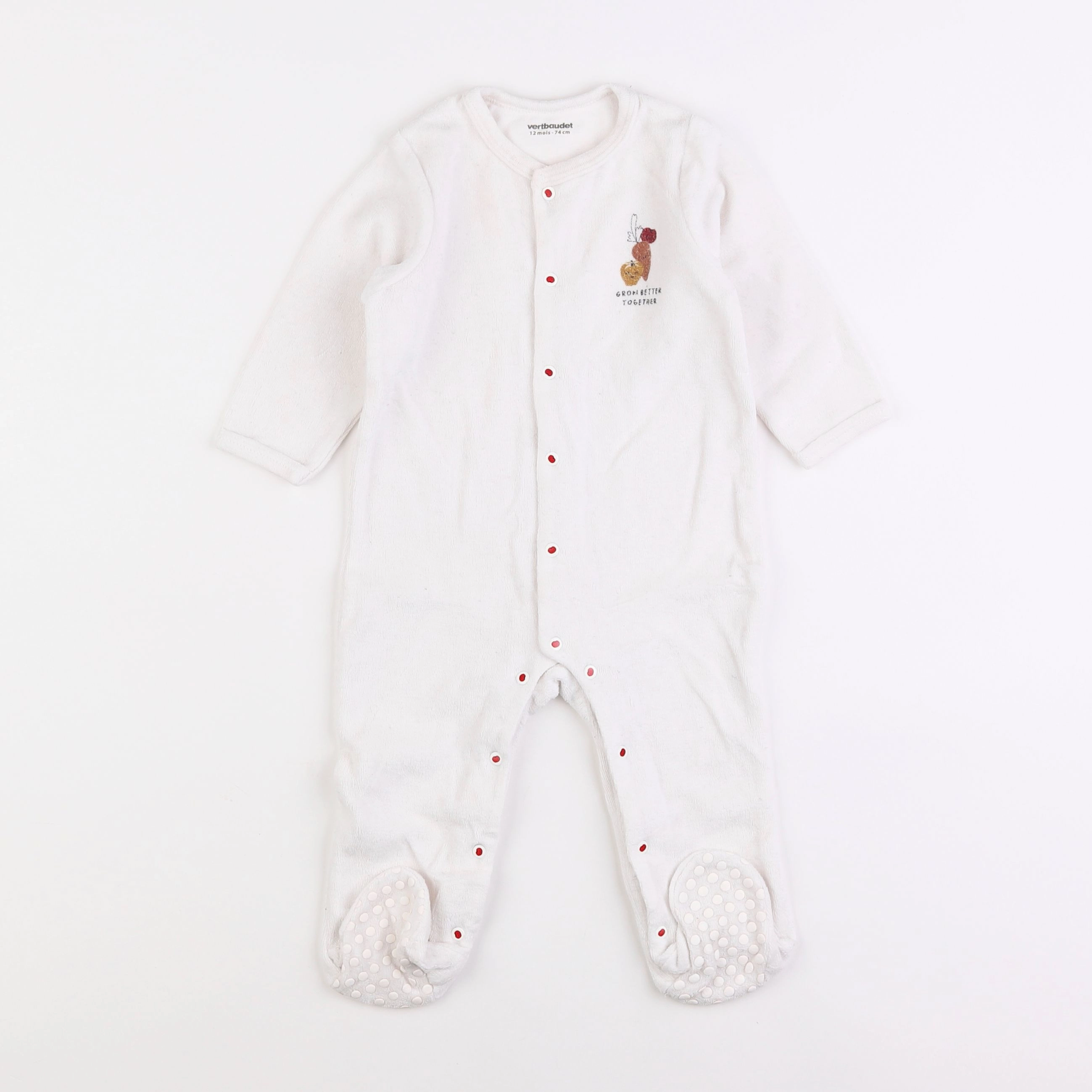 Vertbaudet - pyjama velours blanc - 12 mois