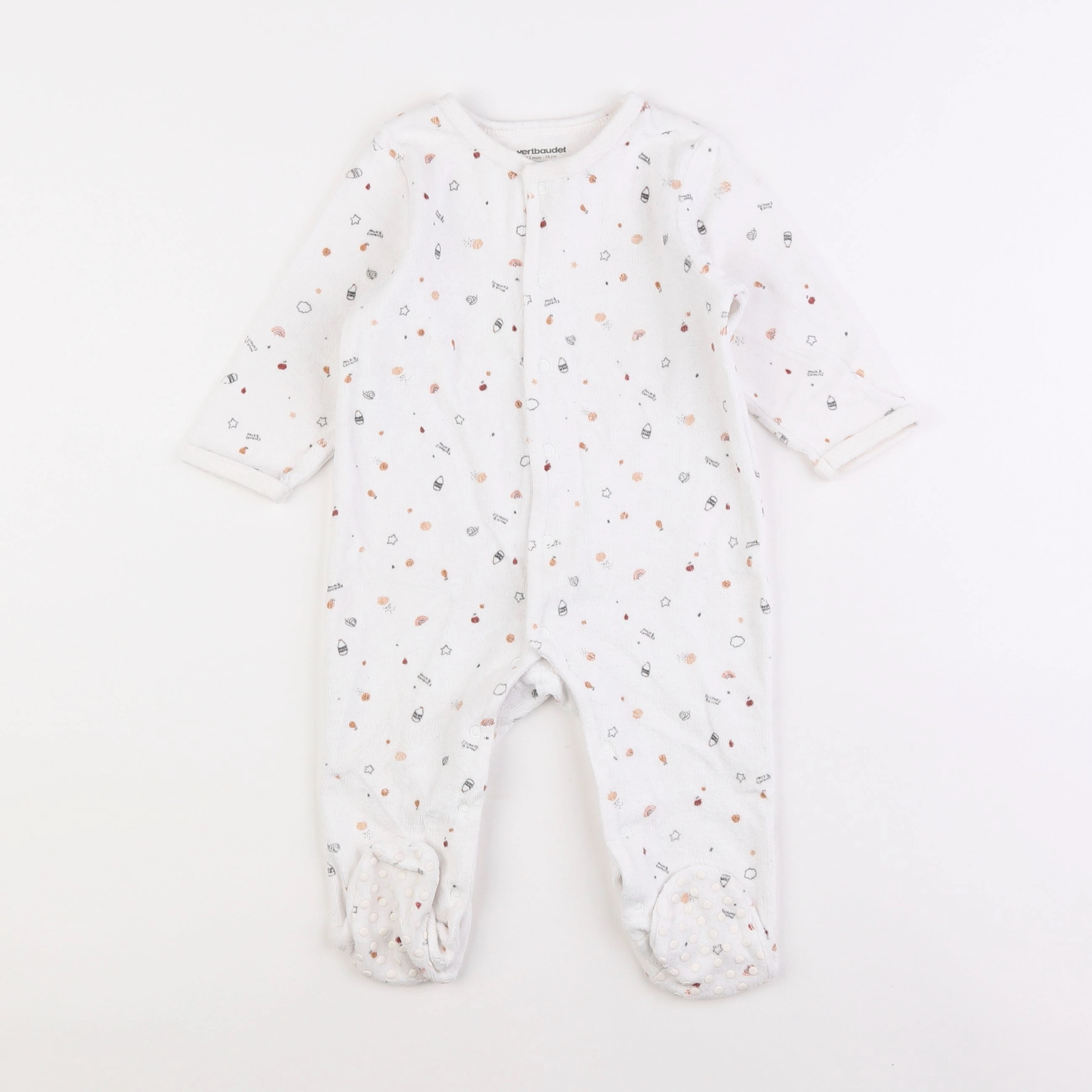 Vertbaudet - pyjama velours blanc - 12 mois