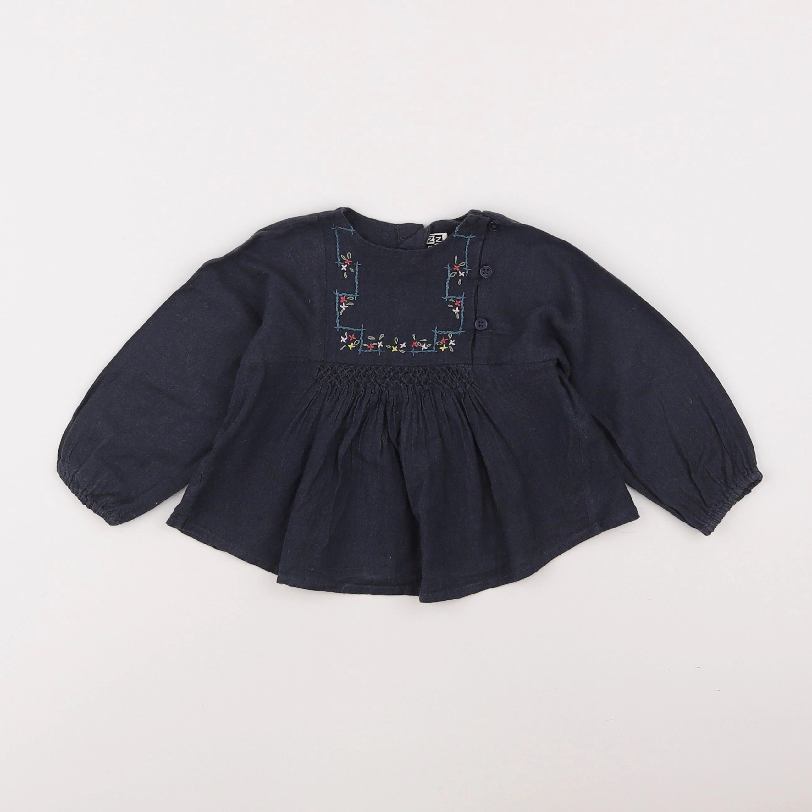 Bonton - blouse bleu - 12 mois