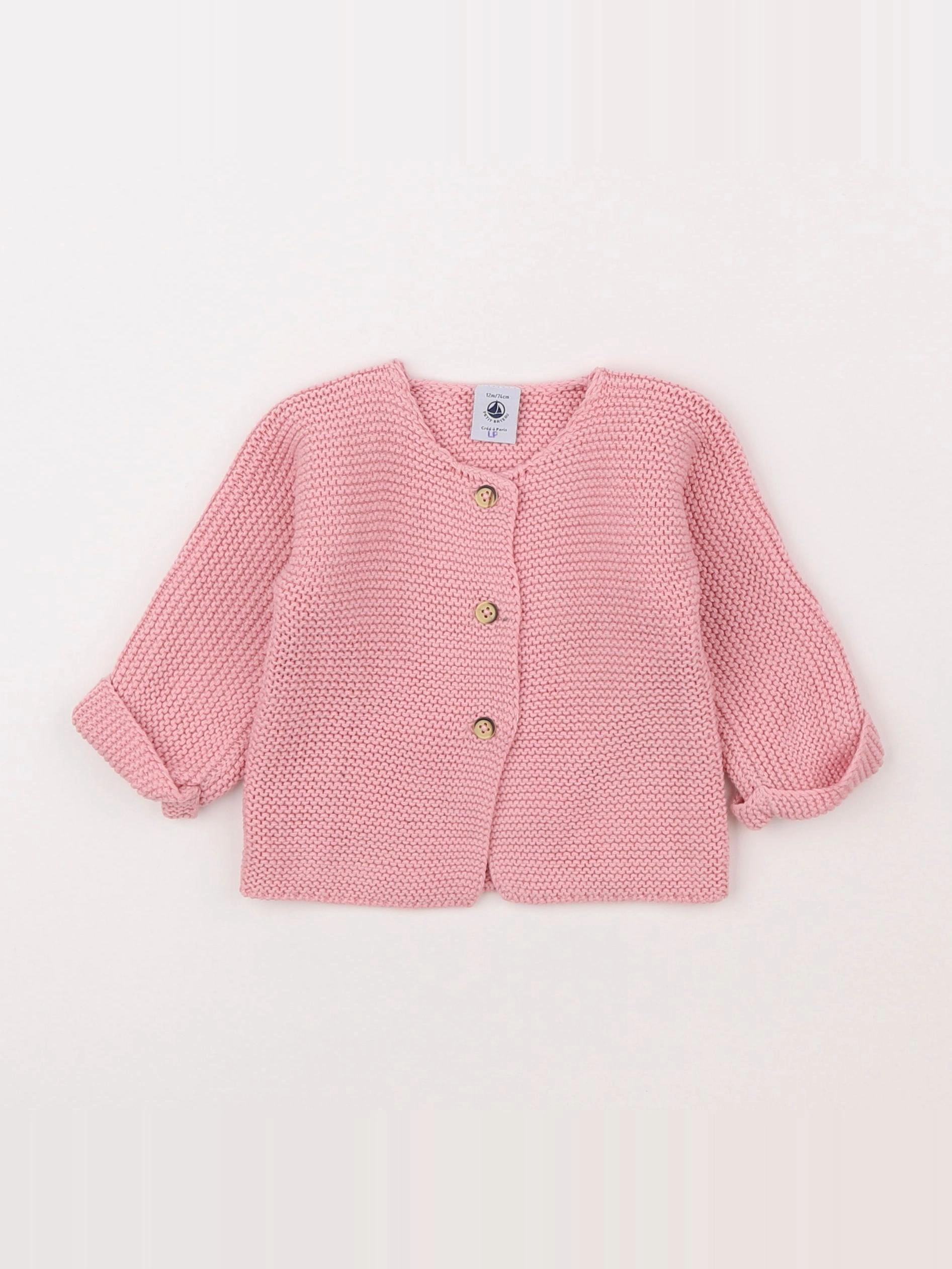 Petit Bateau - gilet rose - 12 mois