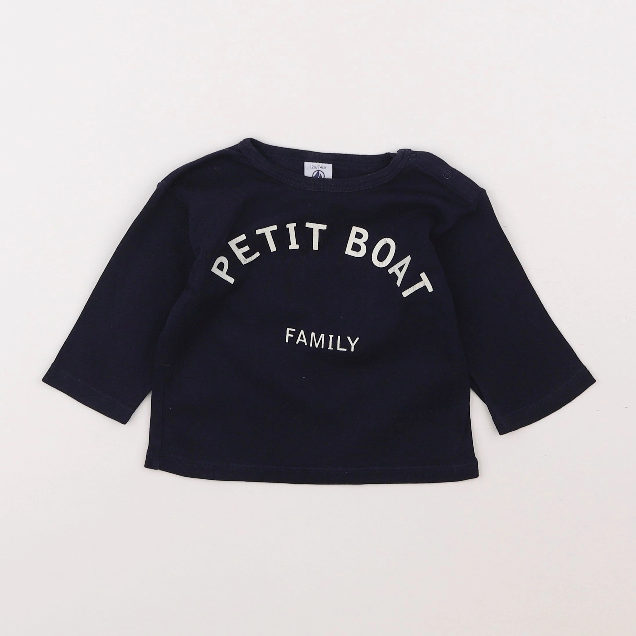 Petit Bateau - tee-shirt bleu - 12 mois