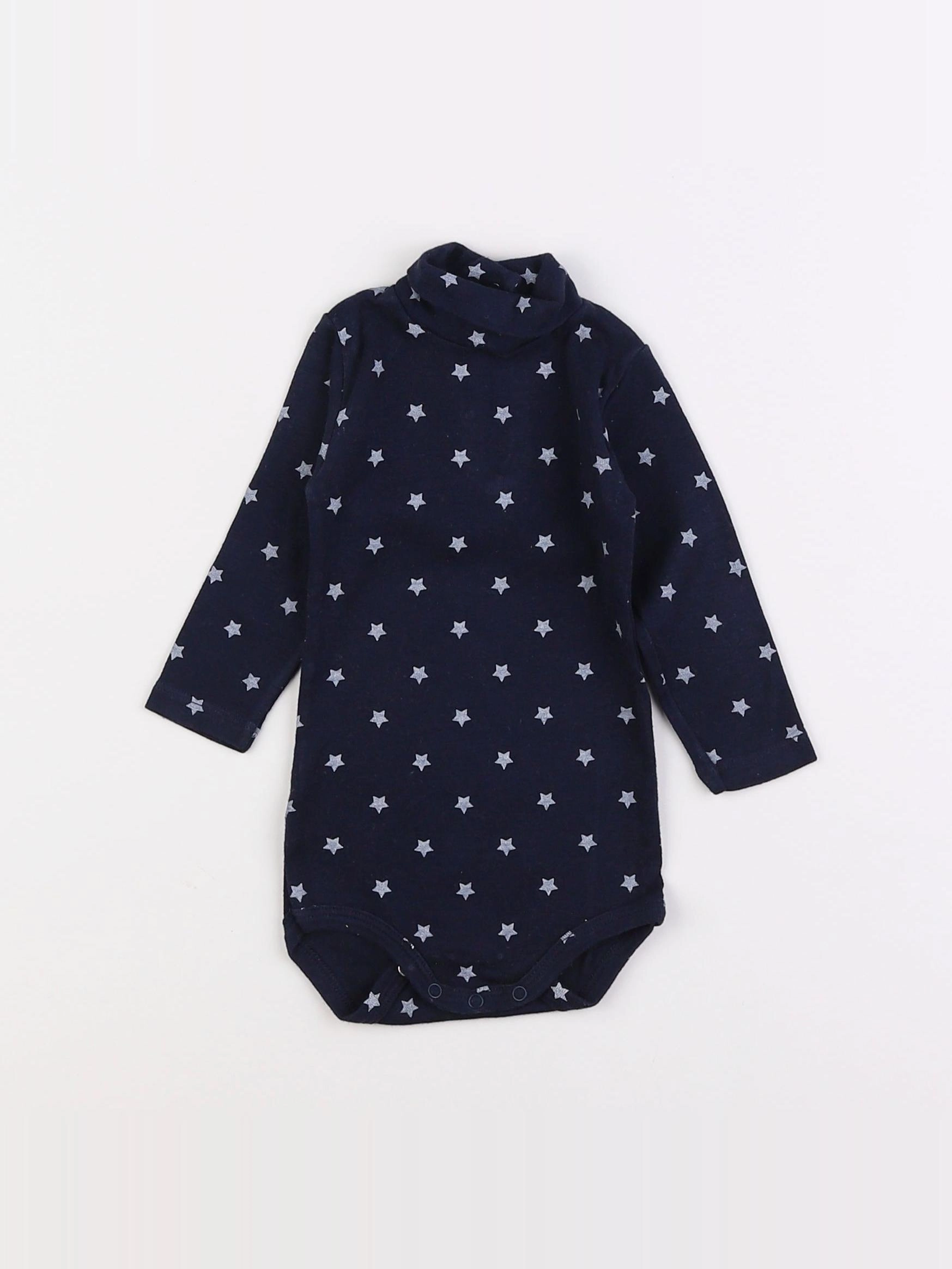 Petit Bateau - body à col bleu - 6 mois