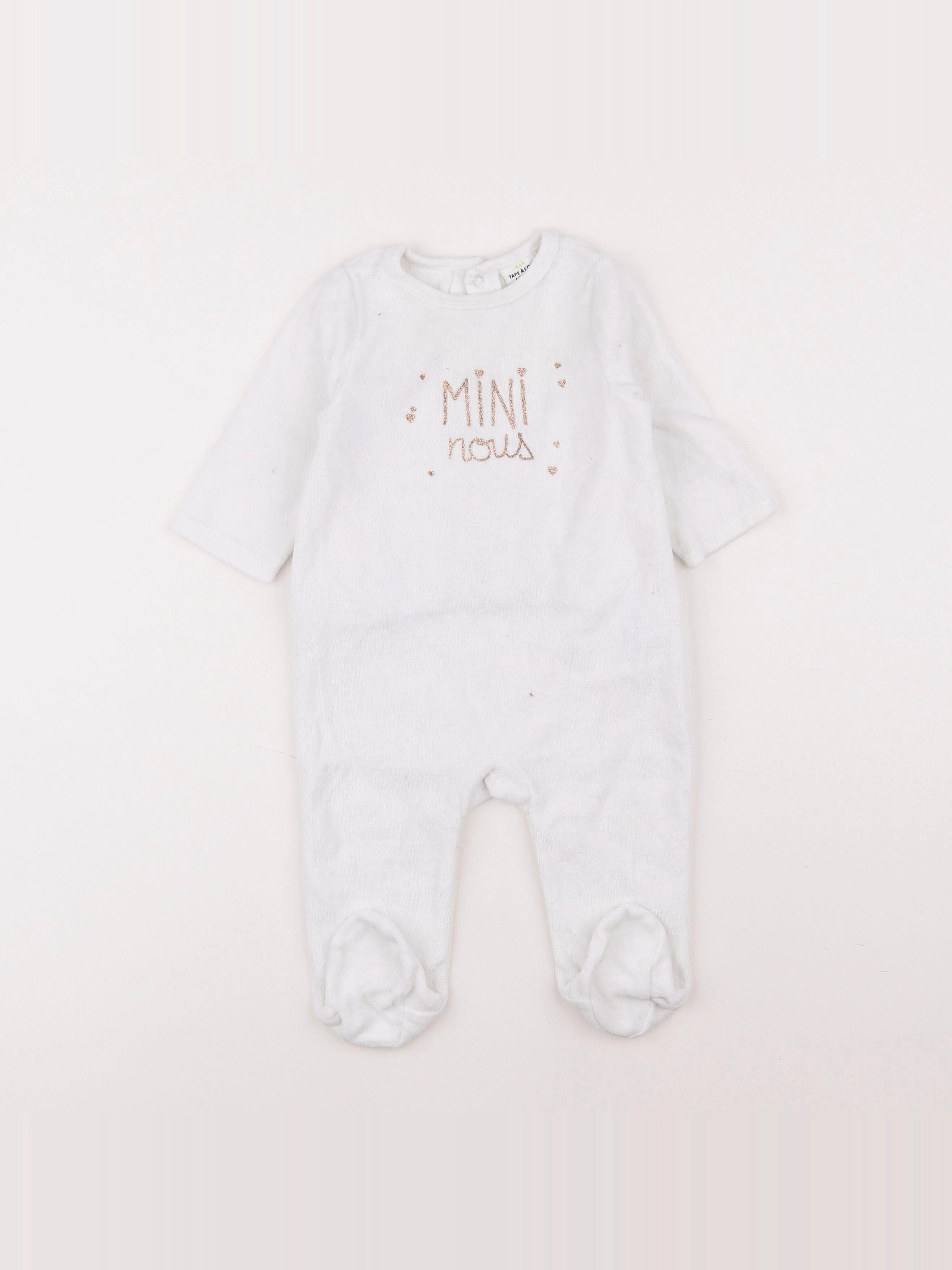 Tape à l'oeil - pyjama velours blanc - 6 mois