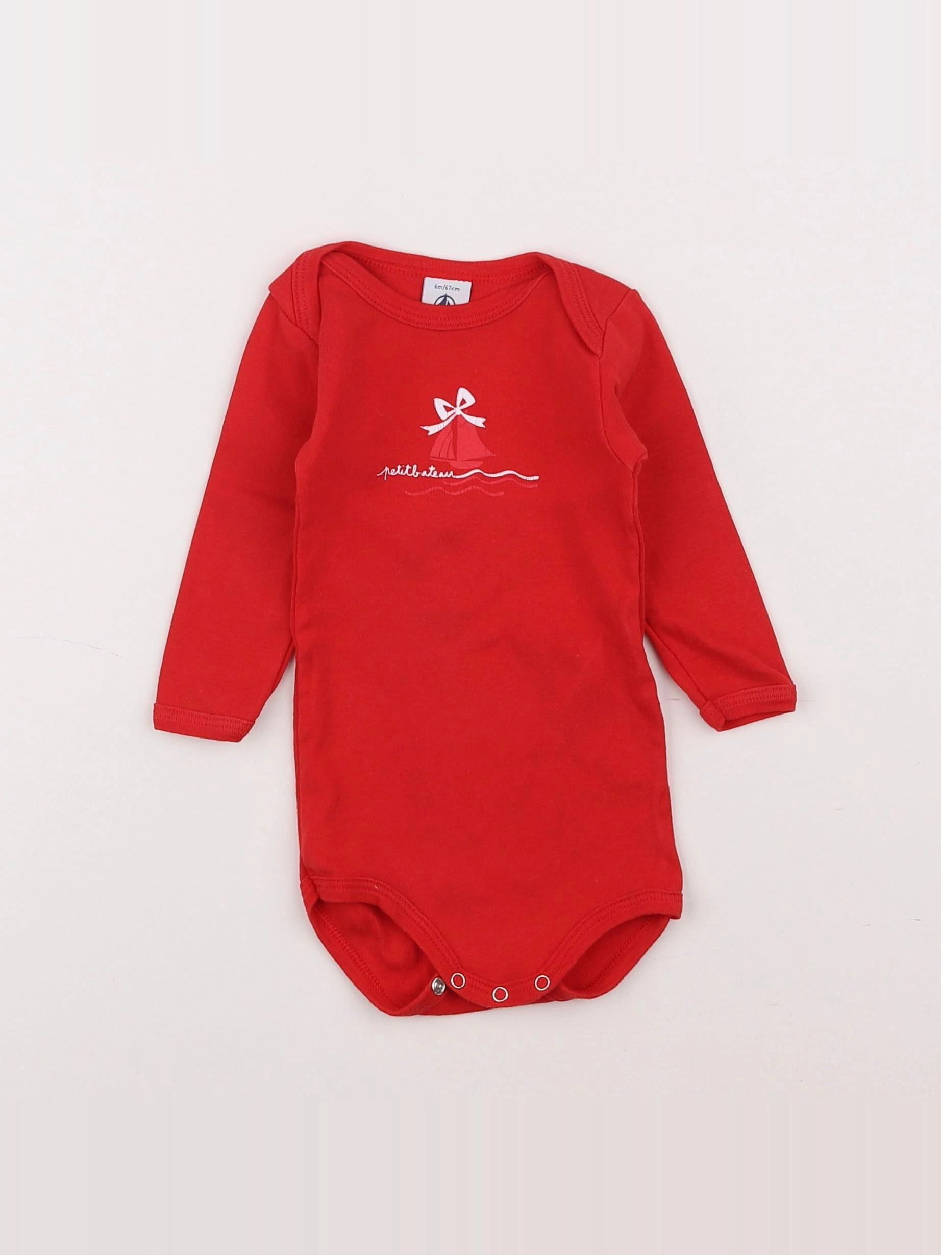 Petit Bateau - body rouge - 6 mois