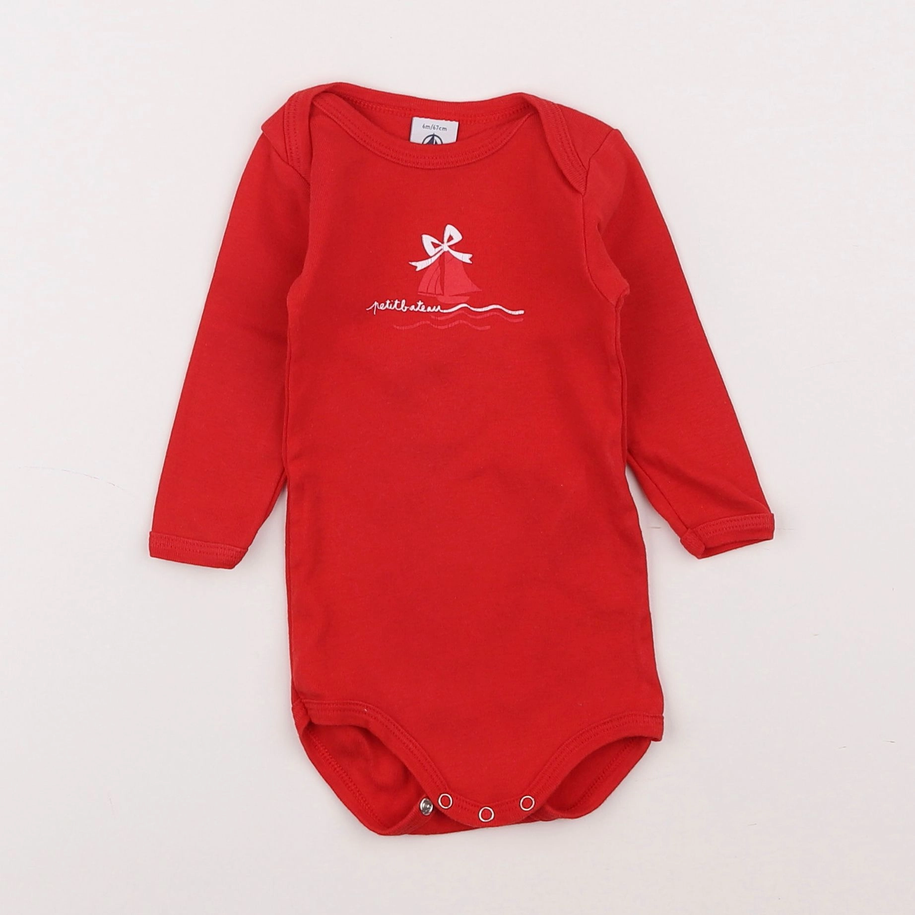 Petit Bateau - body rouge - 6 mois