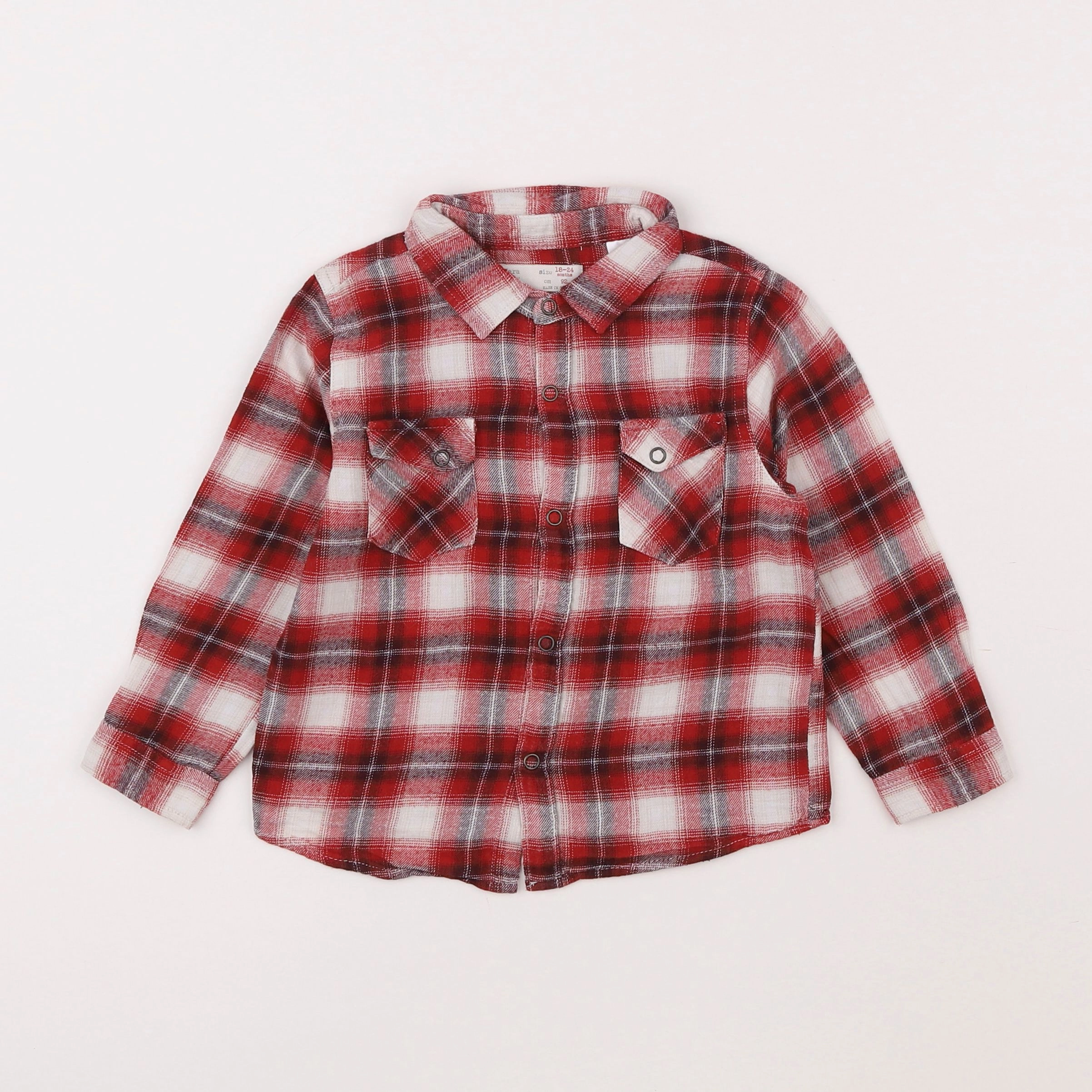 Zara - chemise beige, rouge - 18 mois à 2 ans