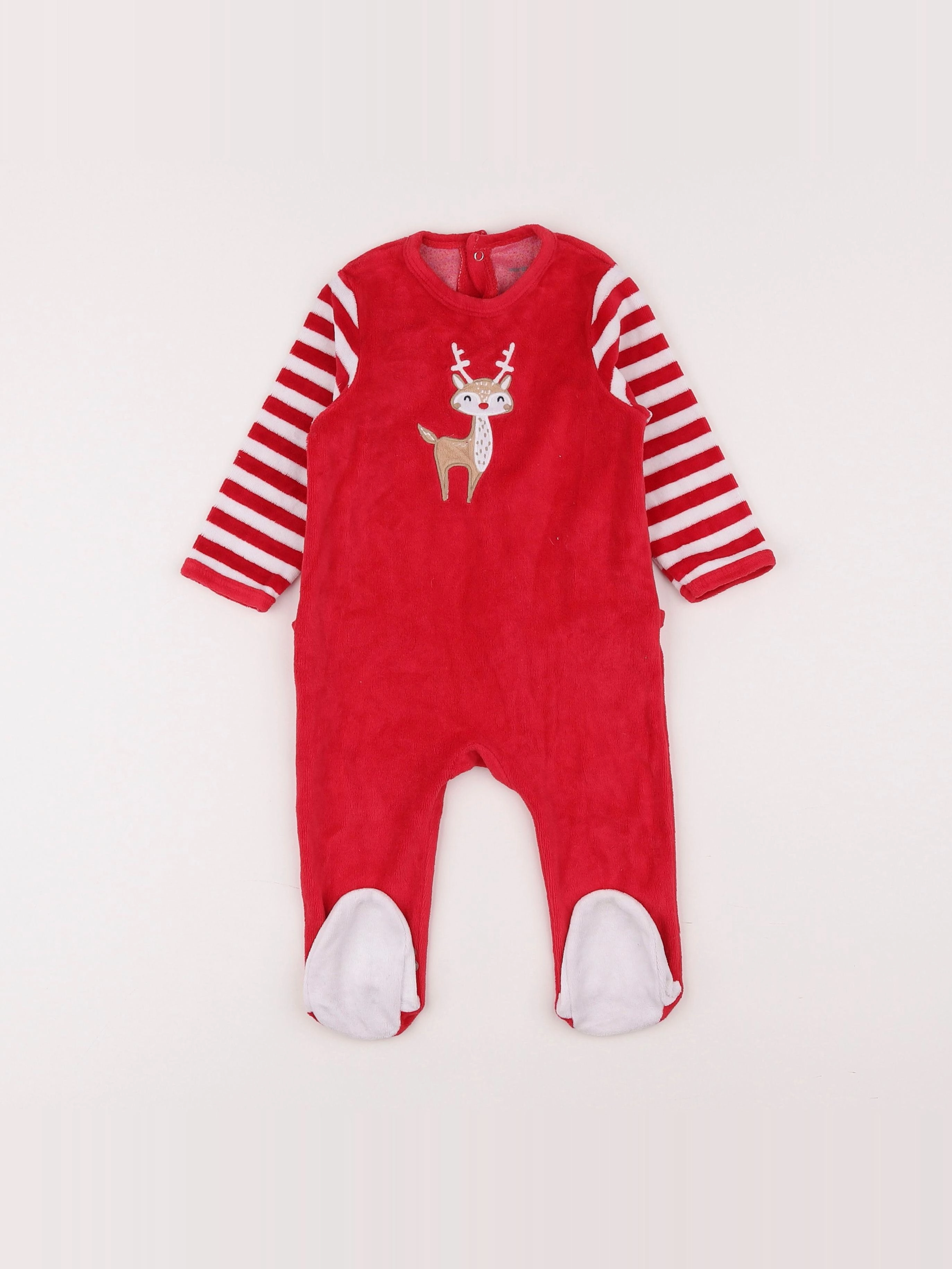 Vertbaudet - pyjama velours rouge - 9 mois
