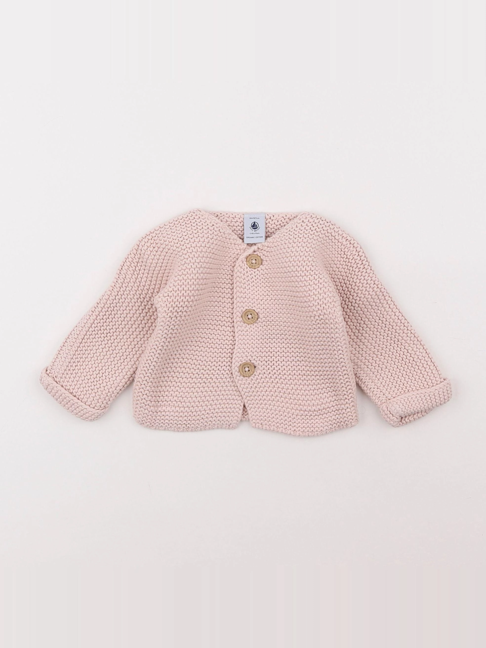 Petit Bateau - gilet rose - 6 mois