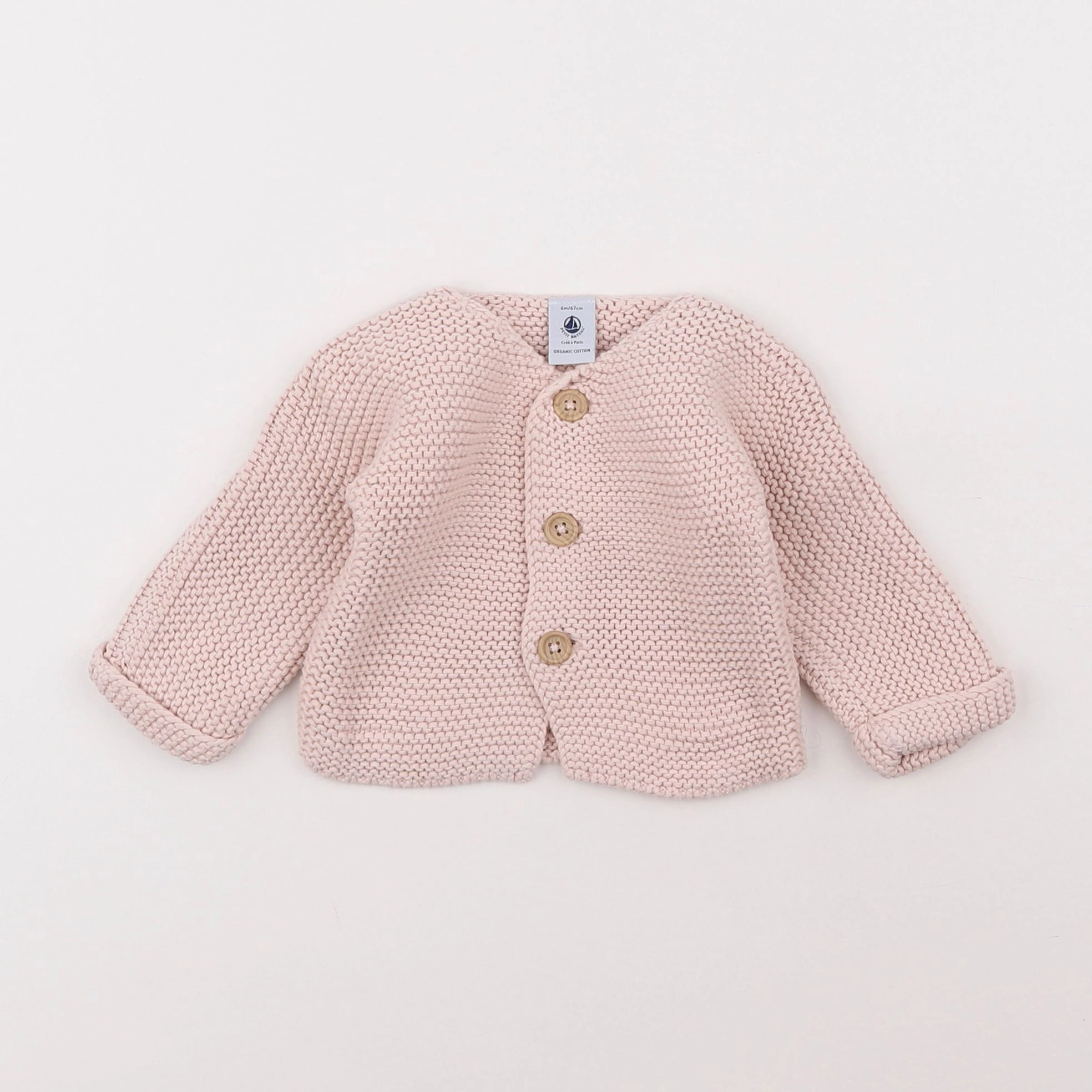 Petit Bateau - gilet rose - 6 mois