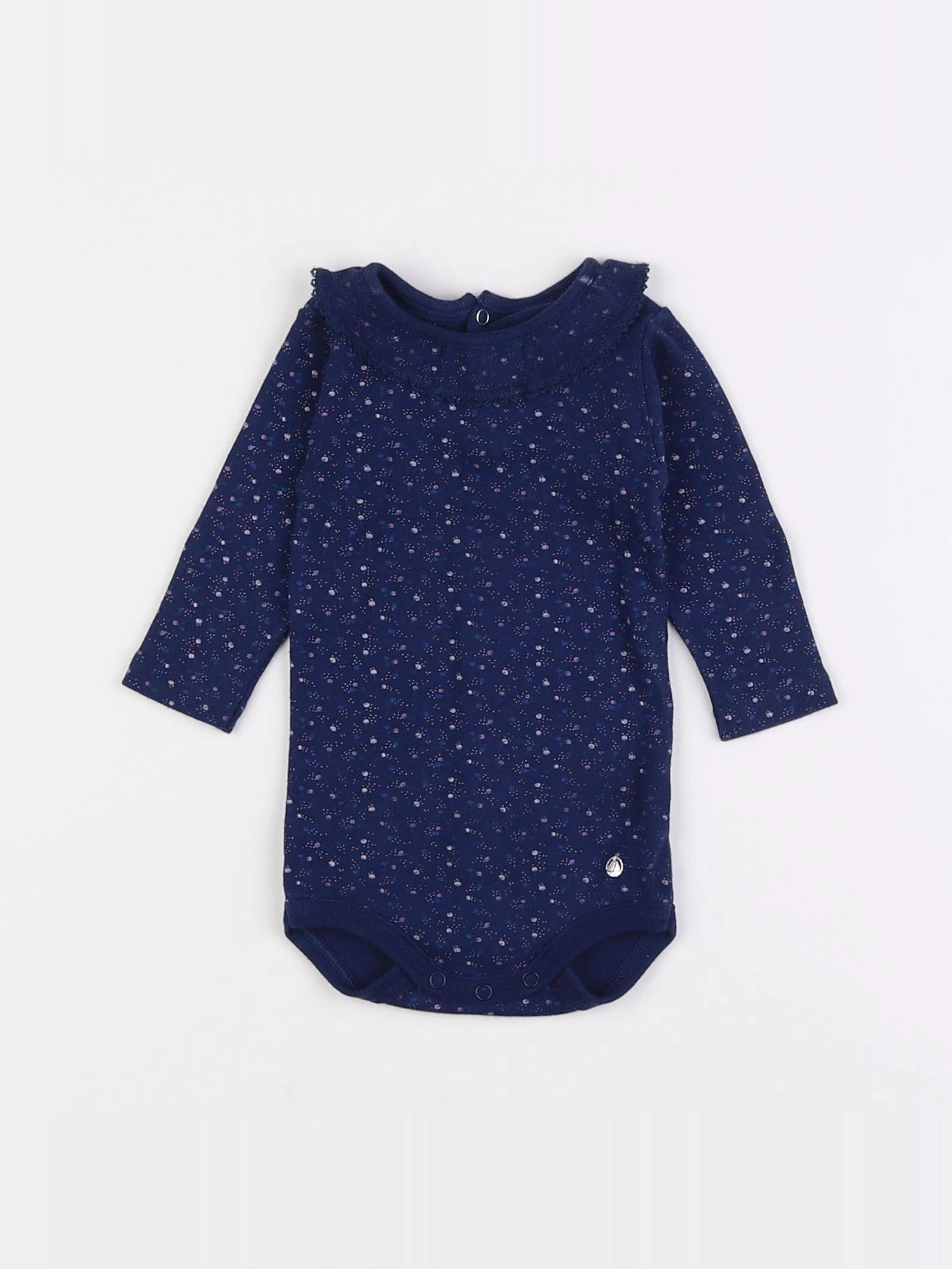 Petit Bateau - body à col bleu - 3 mois