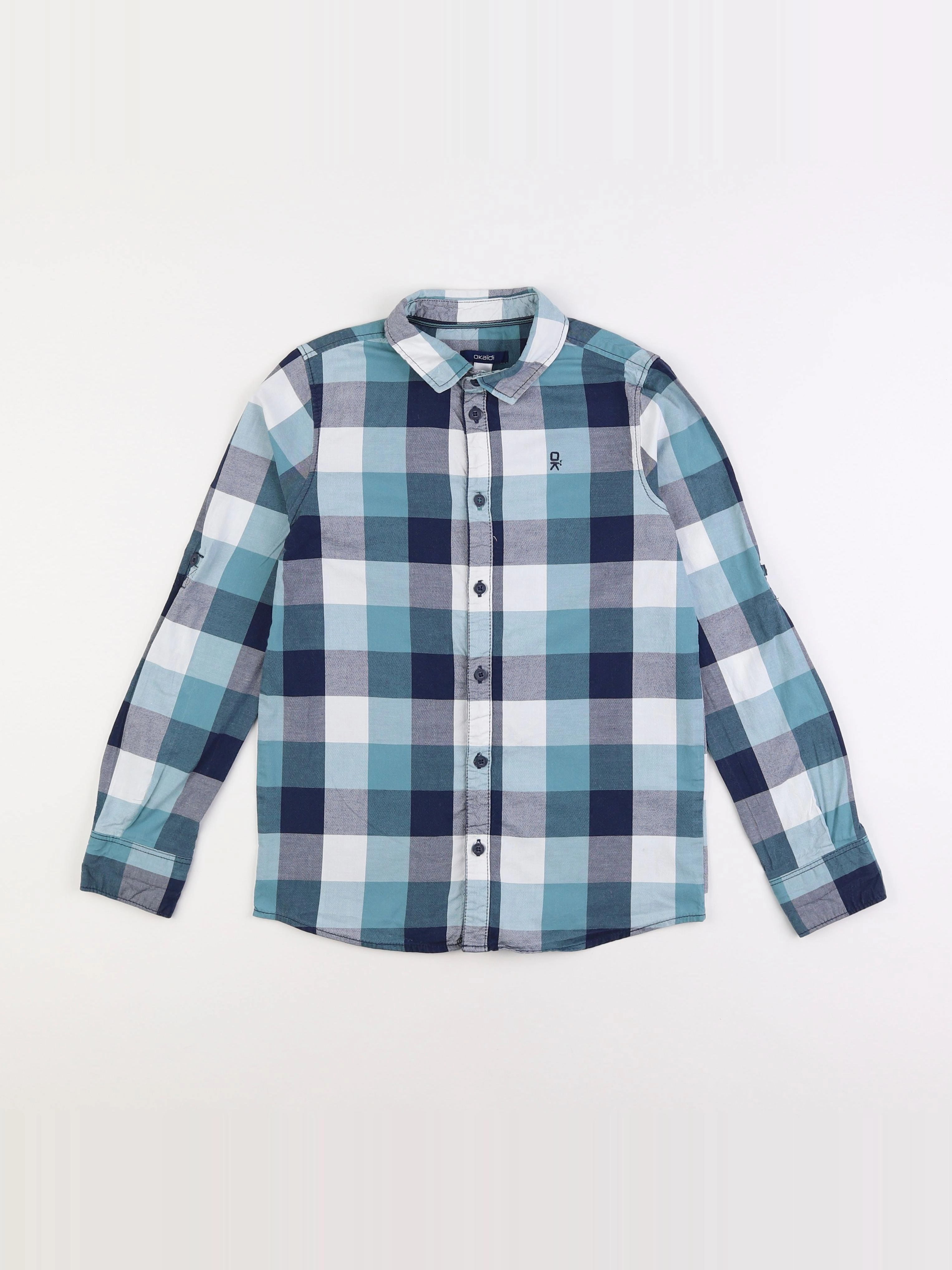 Okaidi - chemise vert, bleu - 10 ans