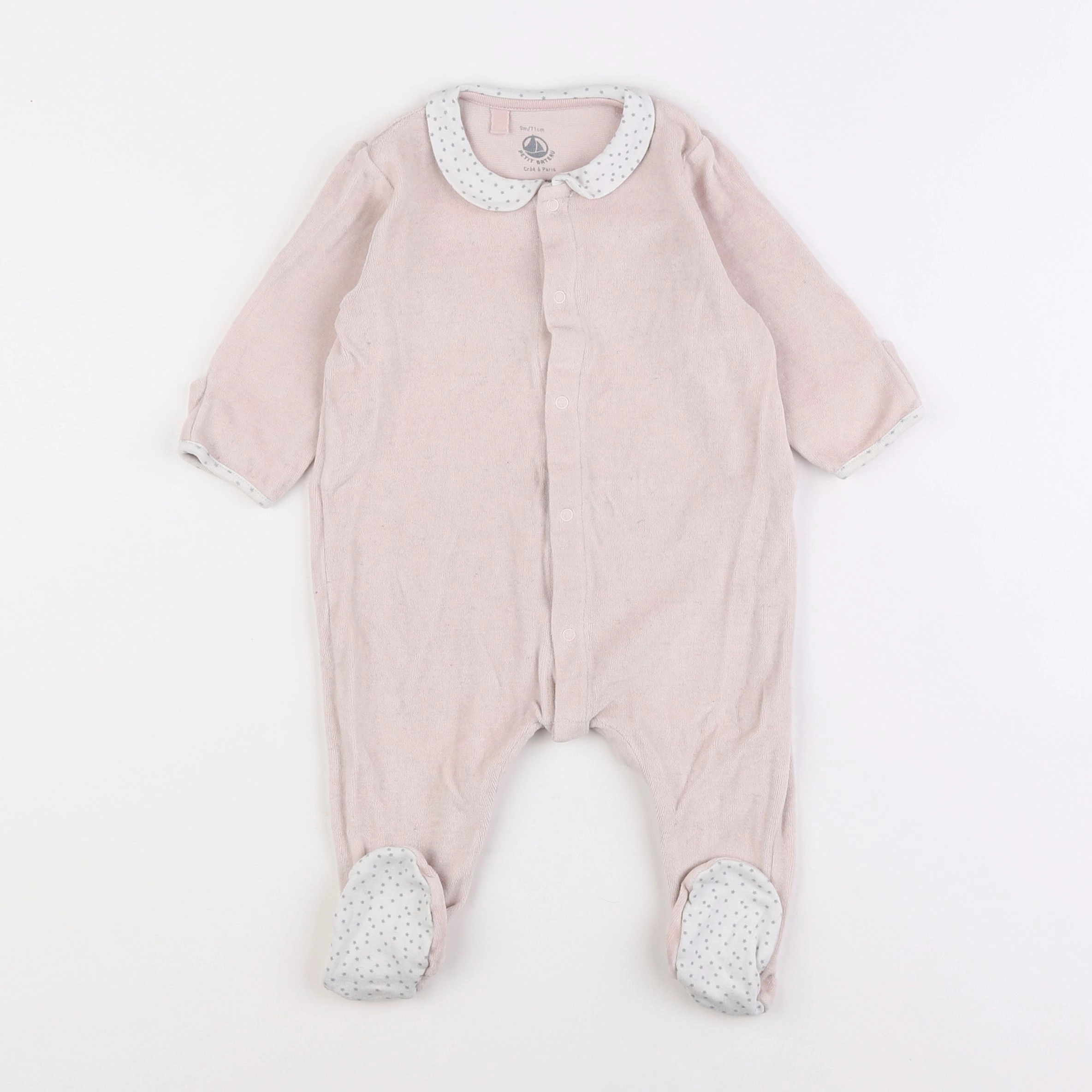Petit Bateau - pyjama velours rose - 6 mois
