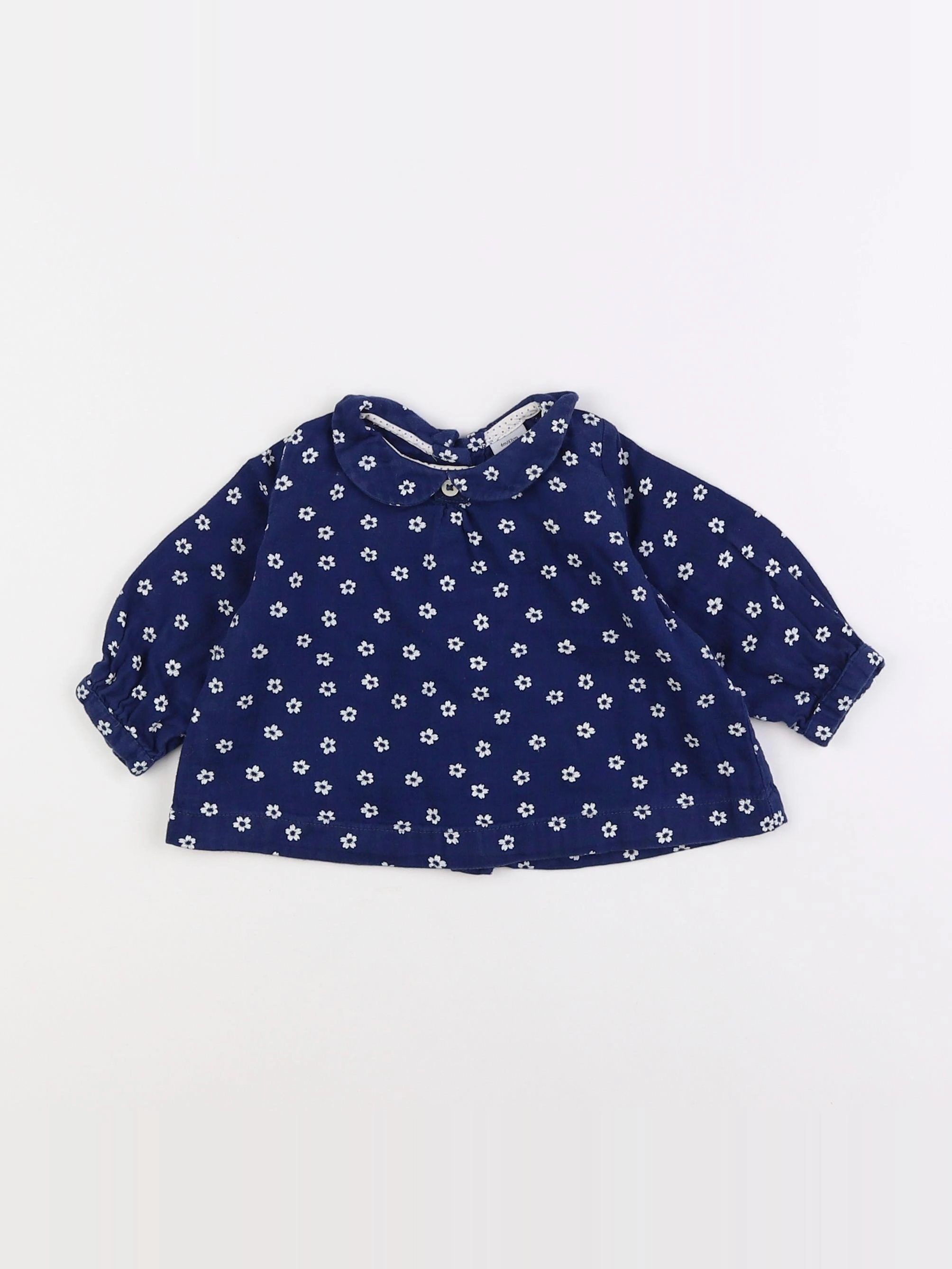 Petit Bateau - blouse bleu - 6 mois