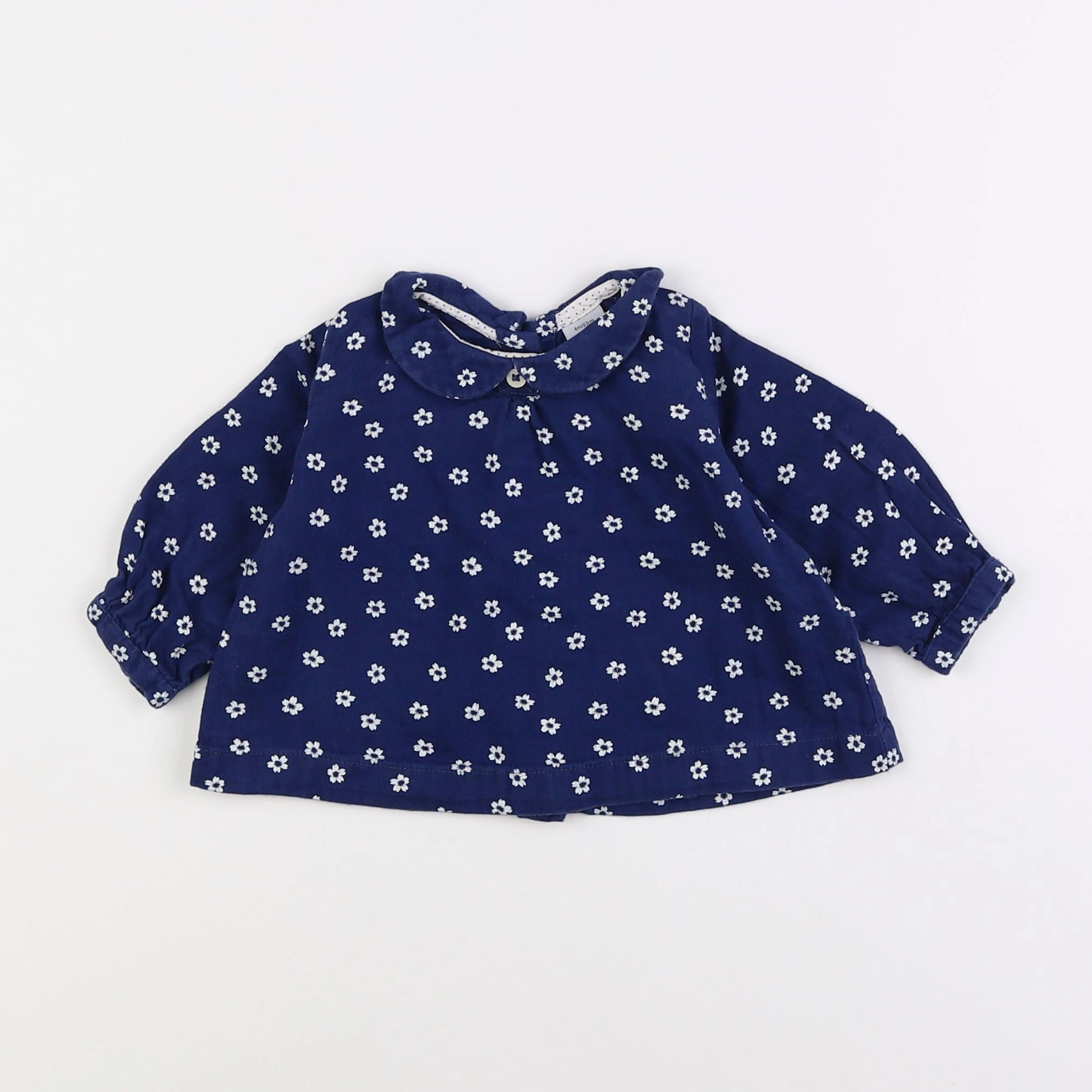 Petit Bateau - blouse bleu - 6 mois