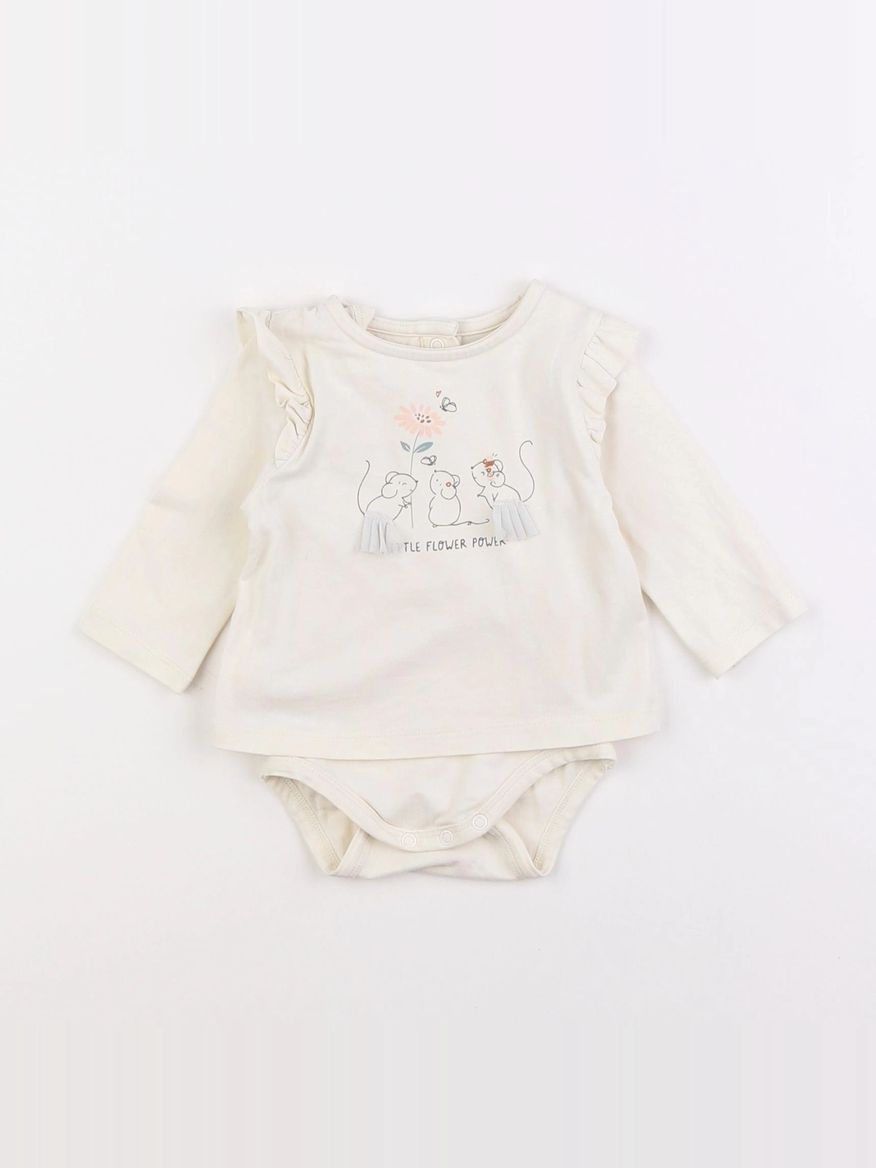 Vertbaudet - body tee-shirt blanc - 3 mois