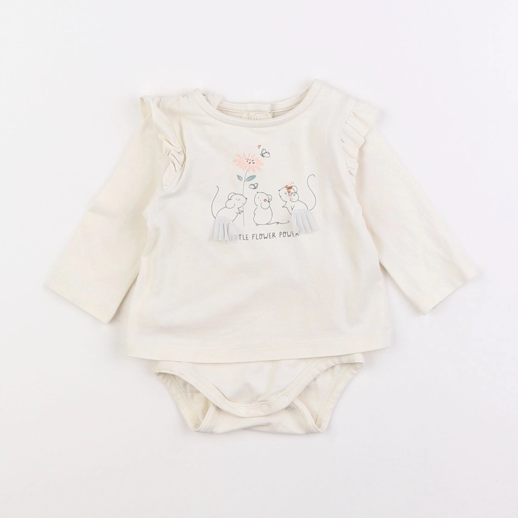 Vertbaudet - body tee-shirt blanc - 3 mois
