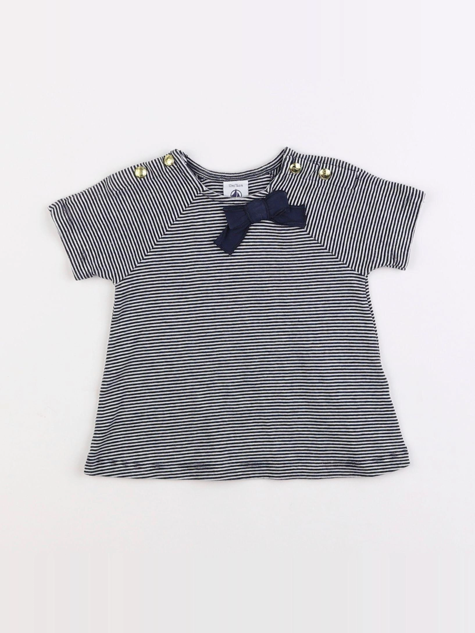 Petit Bateau - tee-shirt bleu - 12 mois