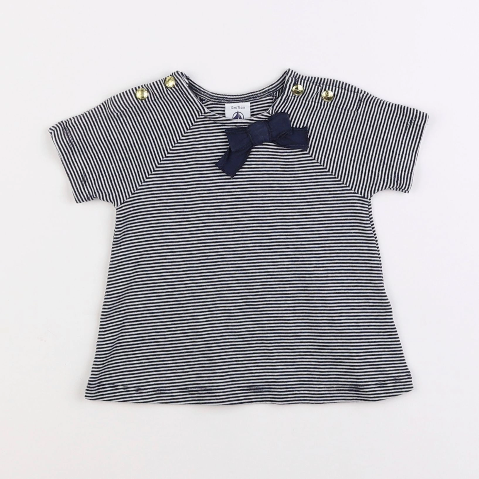 Petit Bateau - tee-shirt bleu - 12 mois