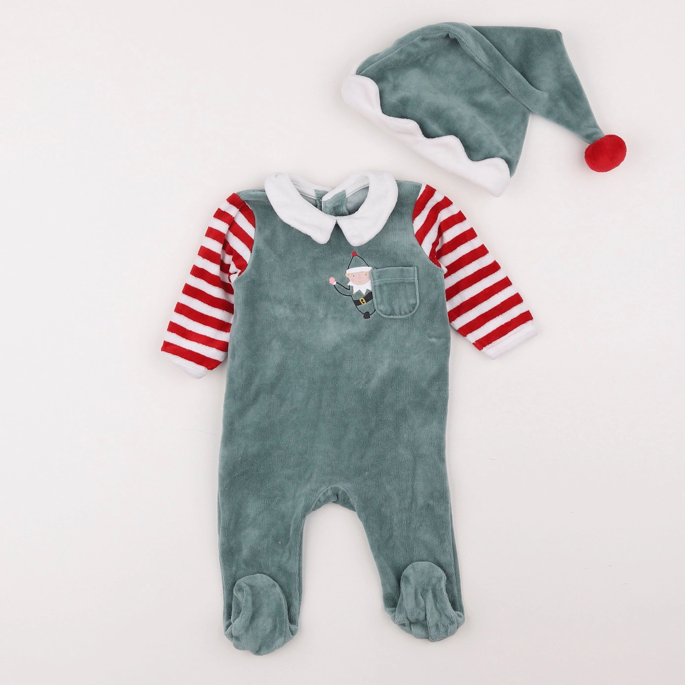 Vertbaudet - sur-pyjama vert - 3 mois