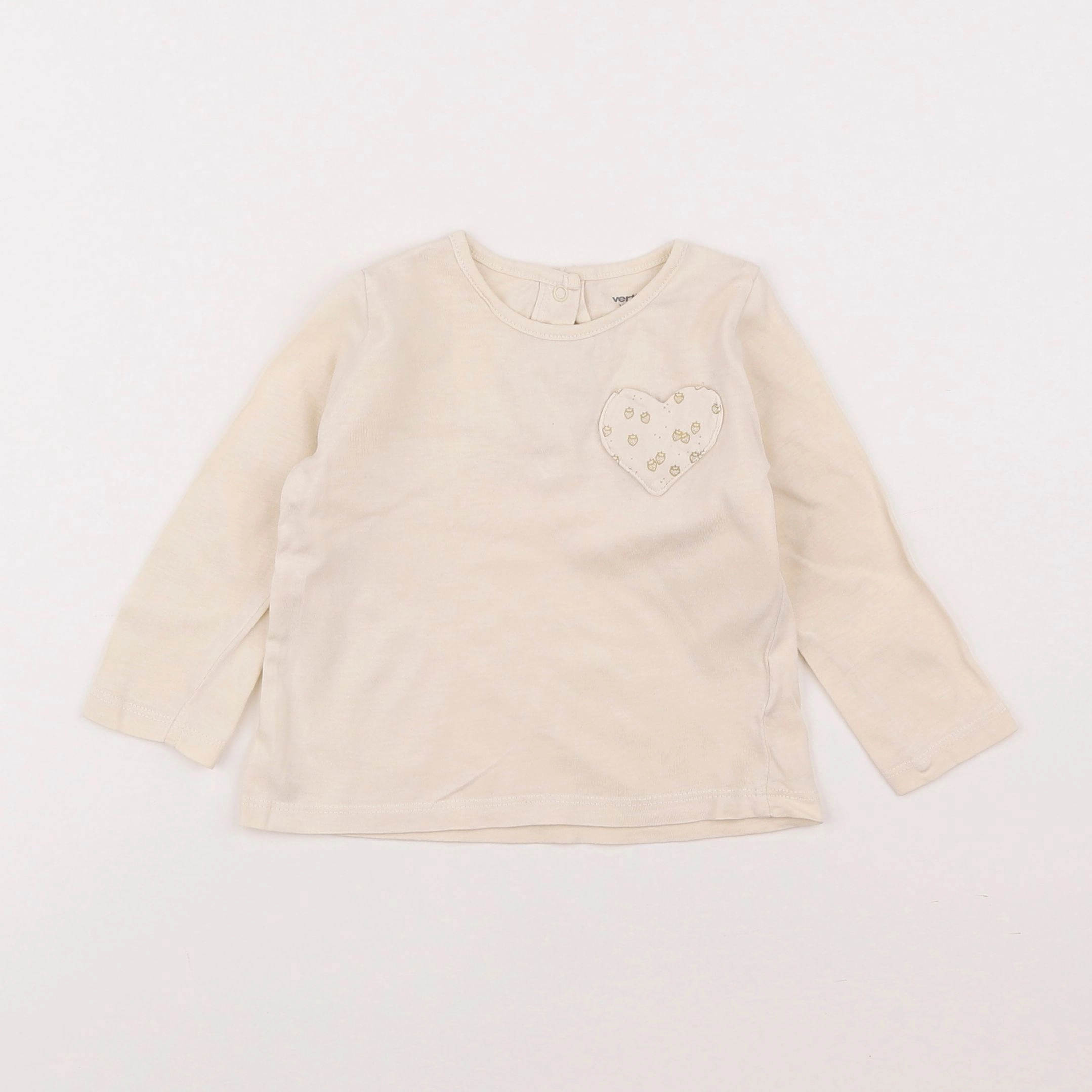 Vertbaudet - tee-shirt beige - 12 mois