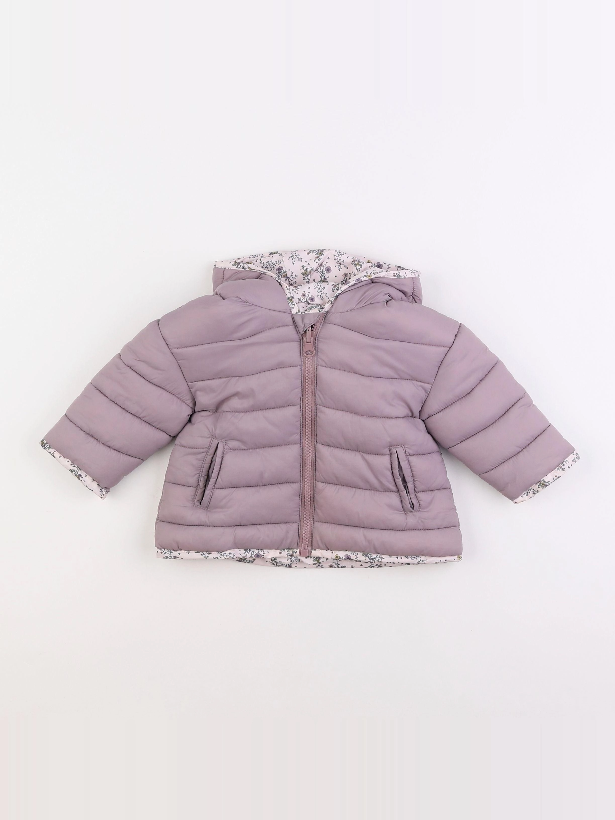 Vertbaudet - doudoune réversible rose - 6/9 mois