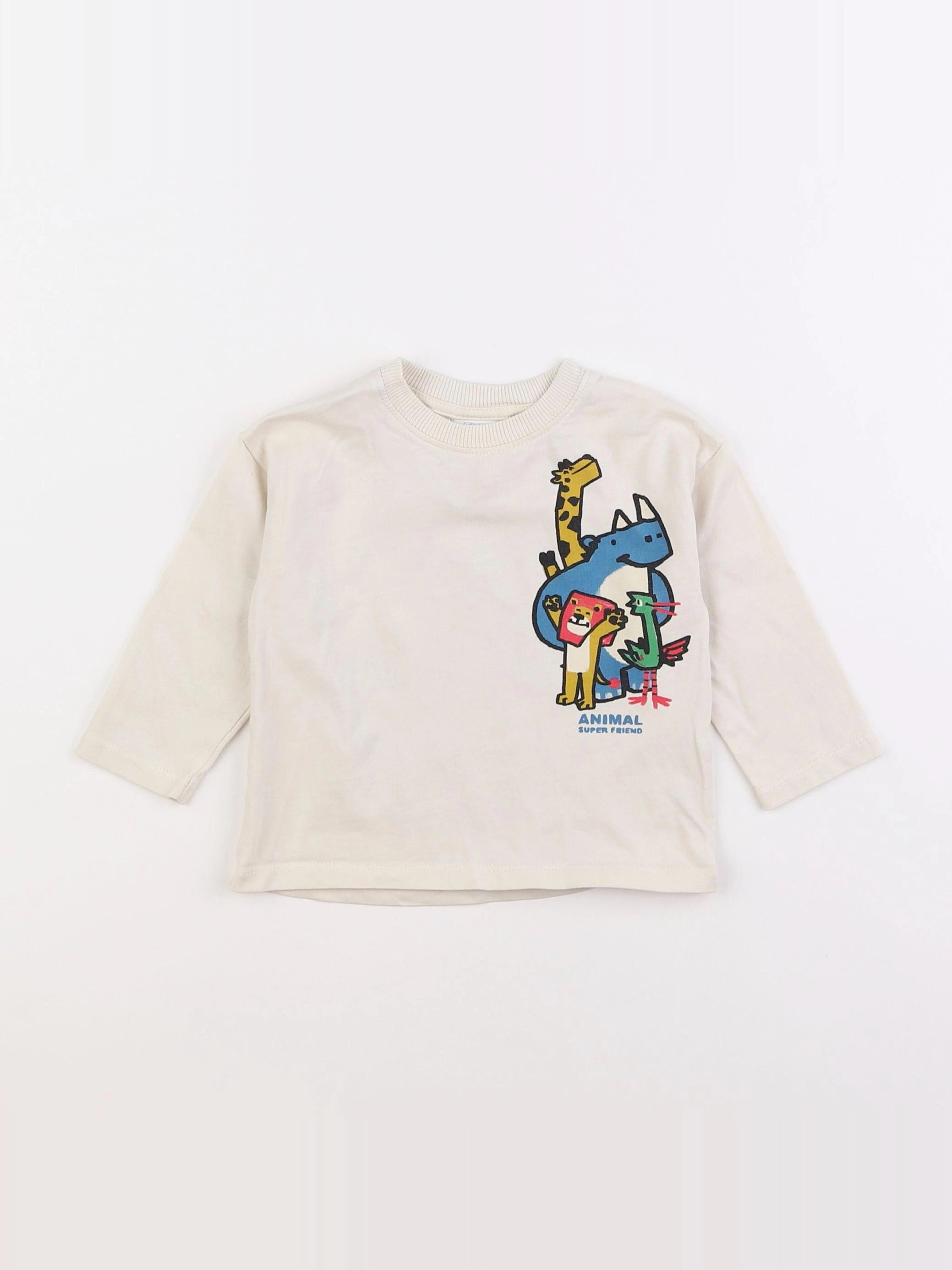 Zara - tee-shirt imprimé au dos beige - 6/9 mois