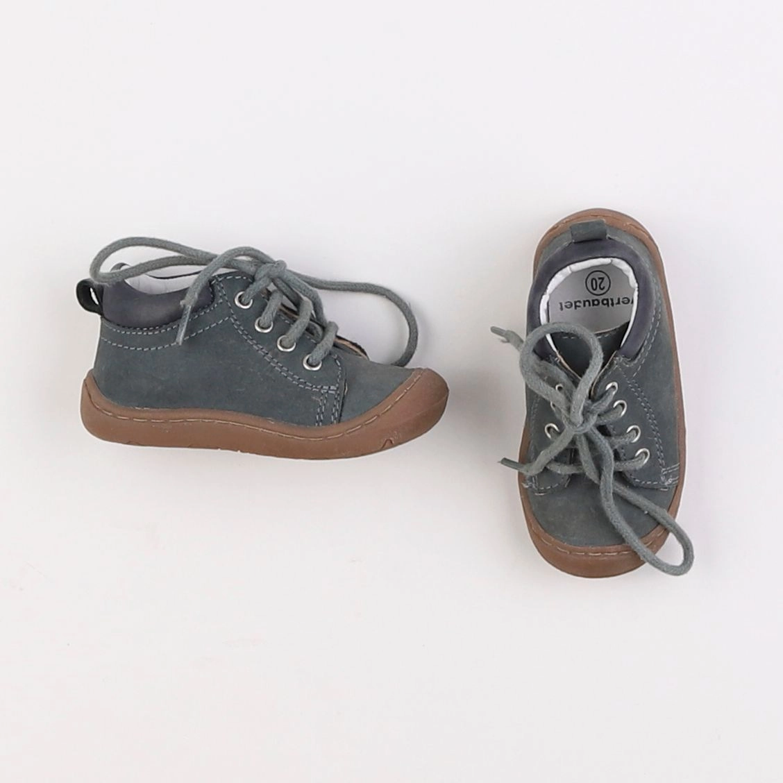 Vertbaudet - tennis à scratch/ lacets gris - pointure 20