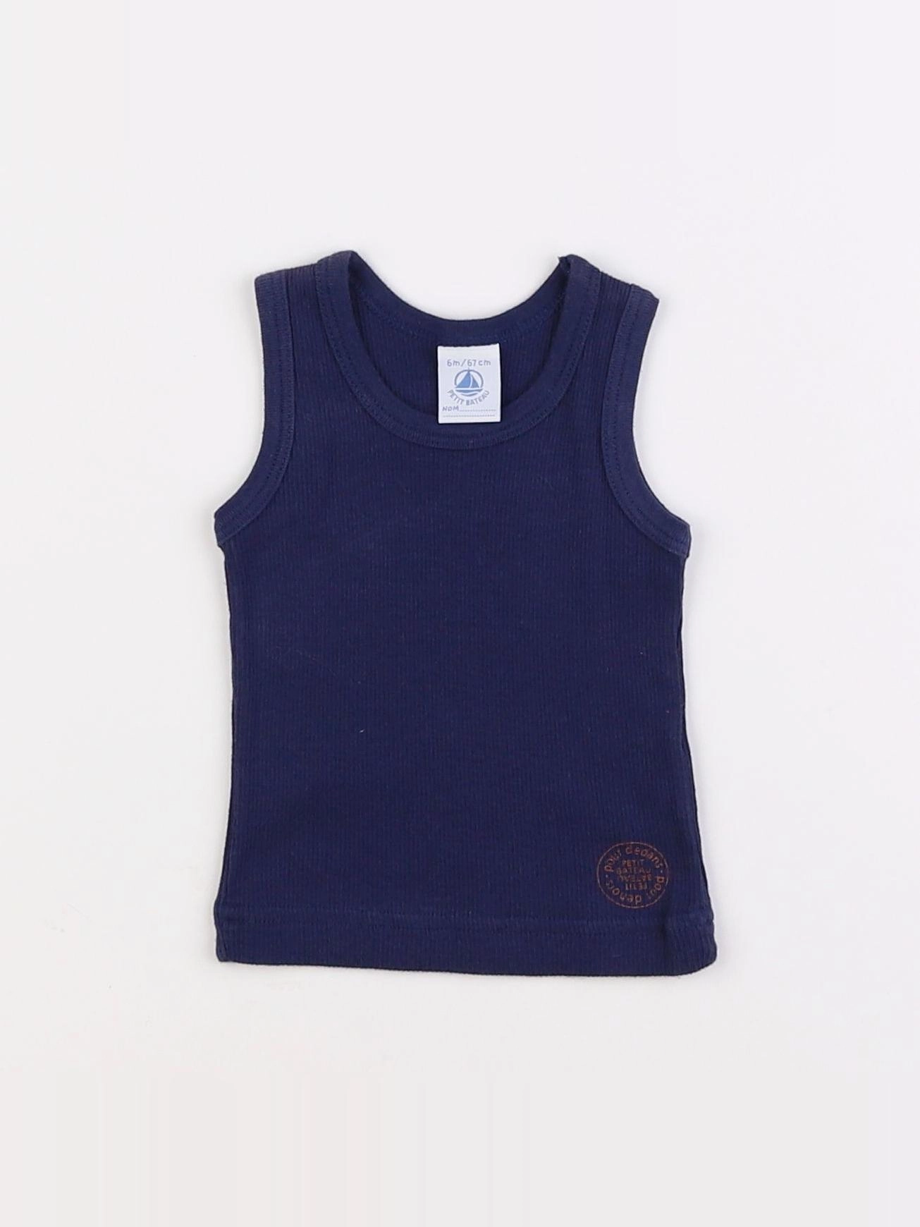 Petit Bateau - maillot de corps bleu - 6 mois