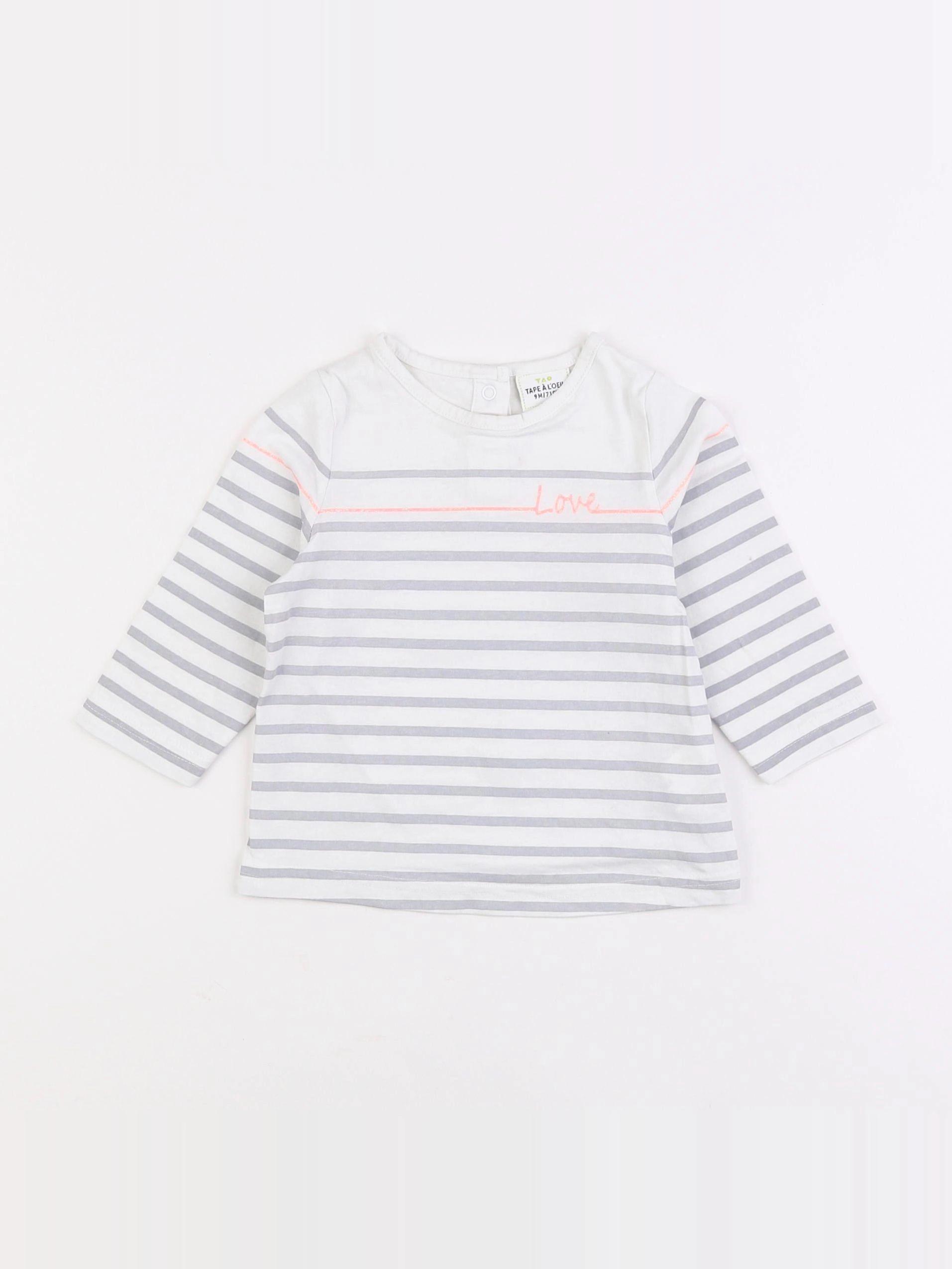 Tape à l'oeil - tee-shirt blanc, gris - 9 mois