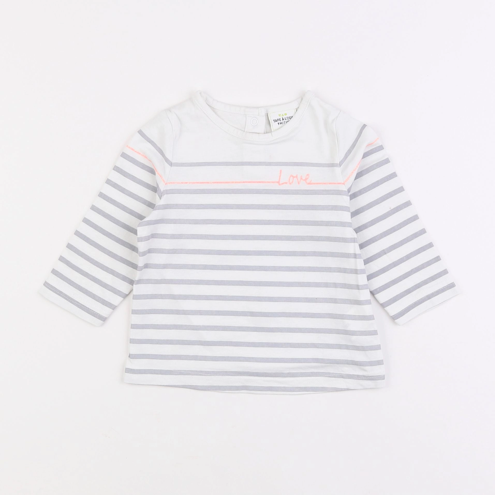 Tape à l'oeil - tee-shirt blanc, gris - 9 mois