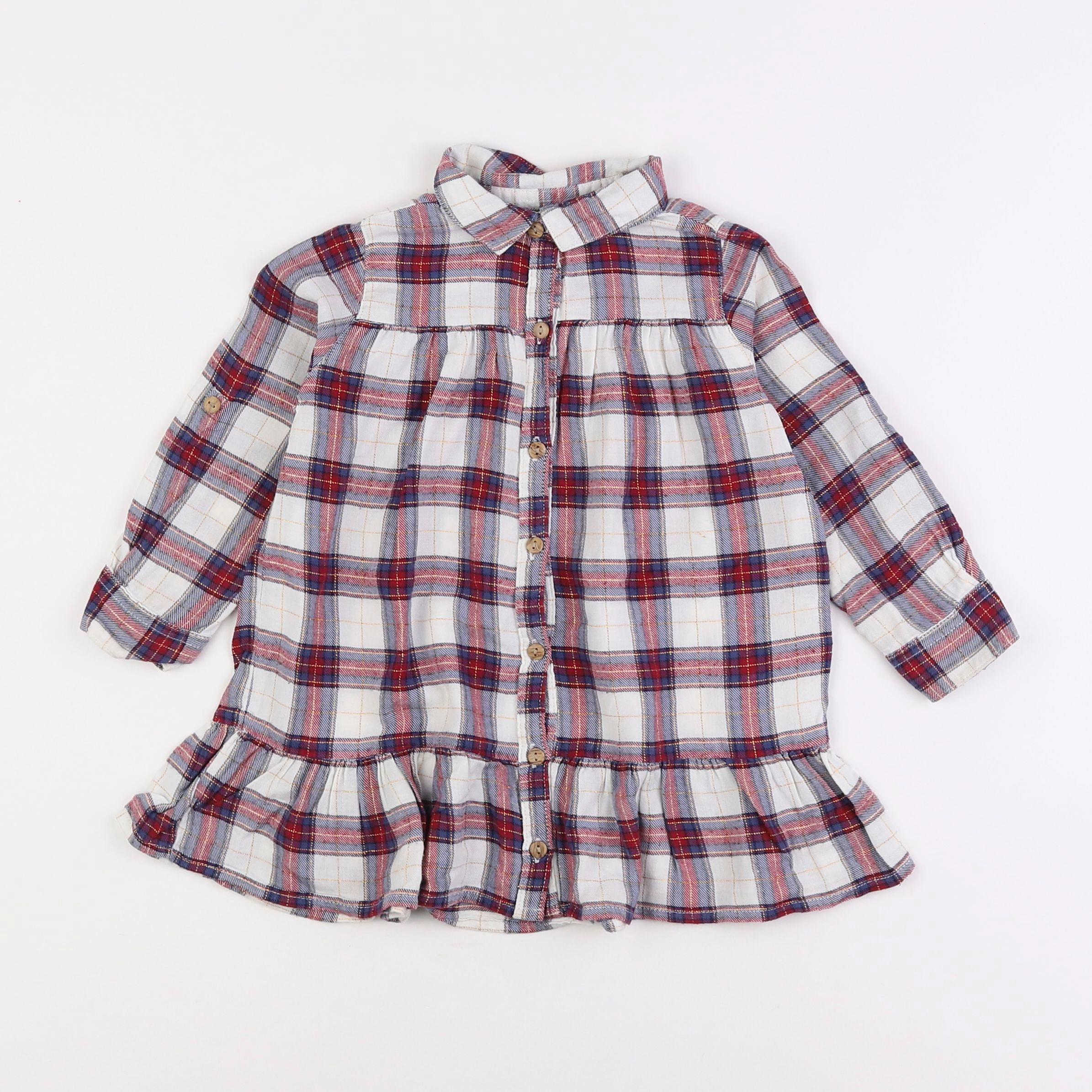 Vertbaudet - robe blanc, rouge - 2 ans