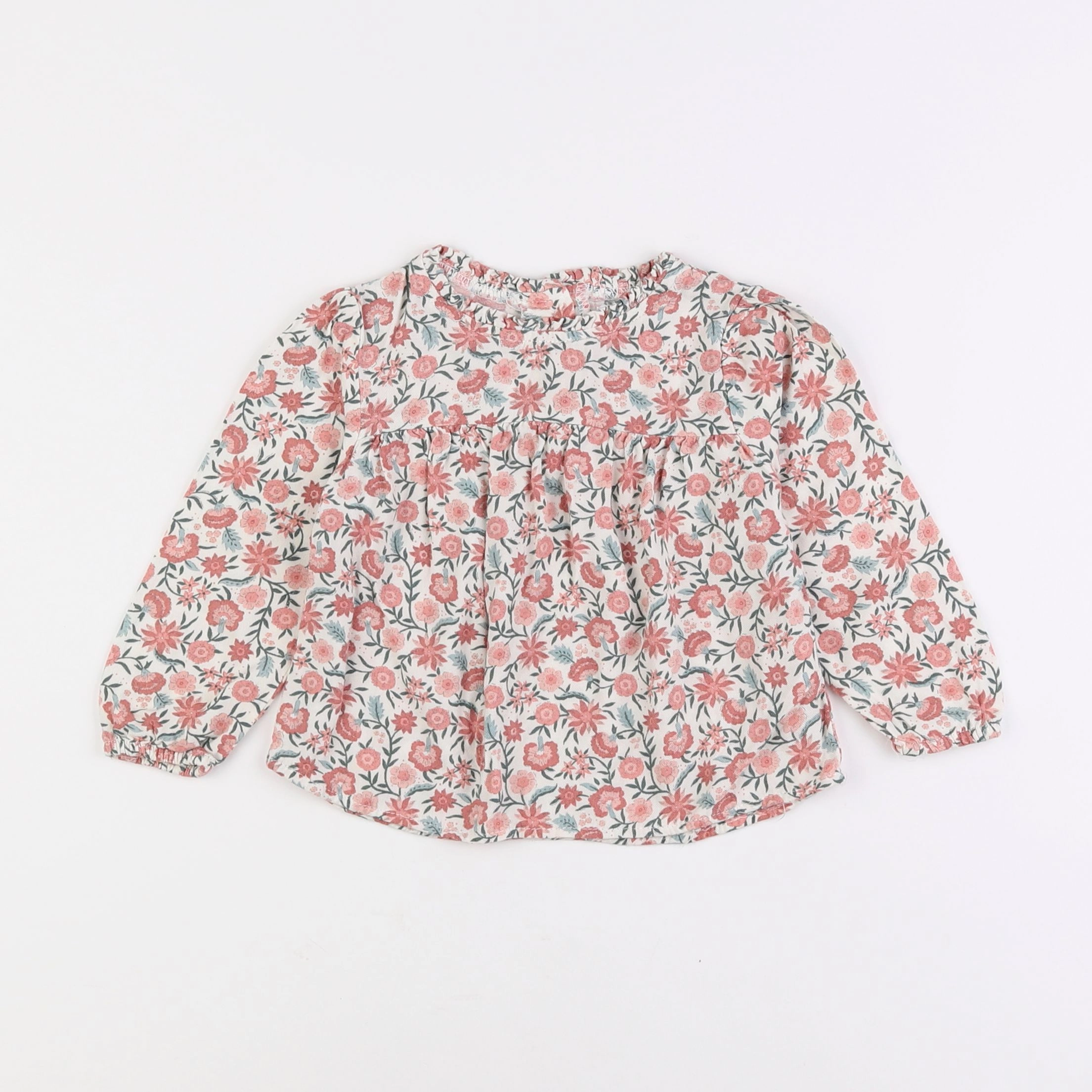Vertbaudet - blouse beige, rose - 2 ans