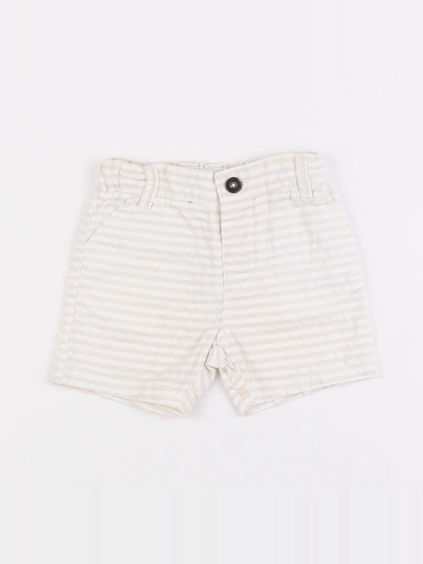 Natalys - short beige, blanc - 6 mois