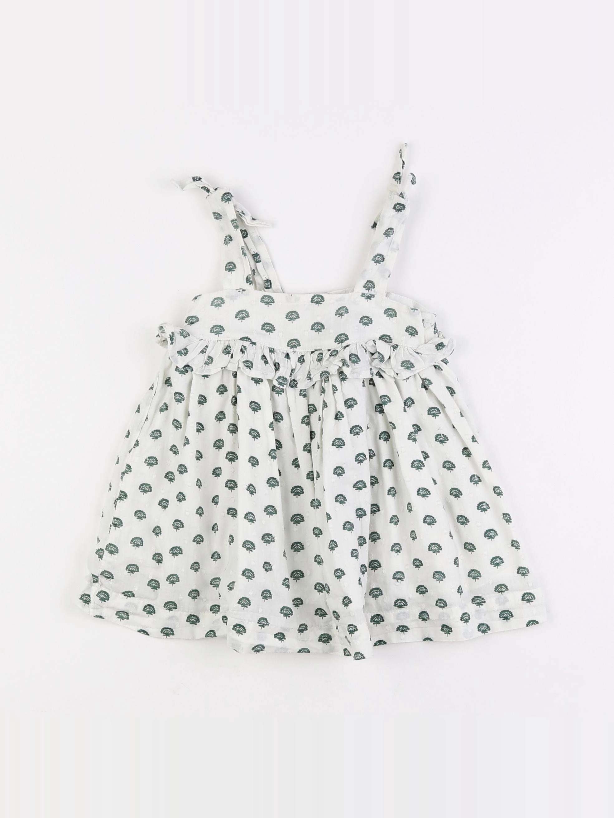 Boutchou - robe beige, vert - 9 mois