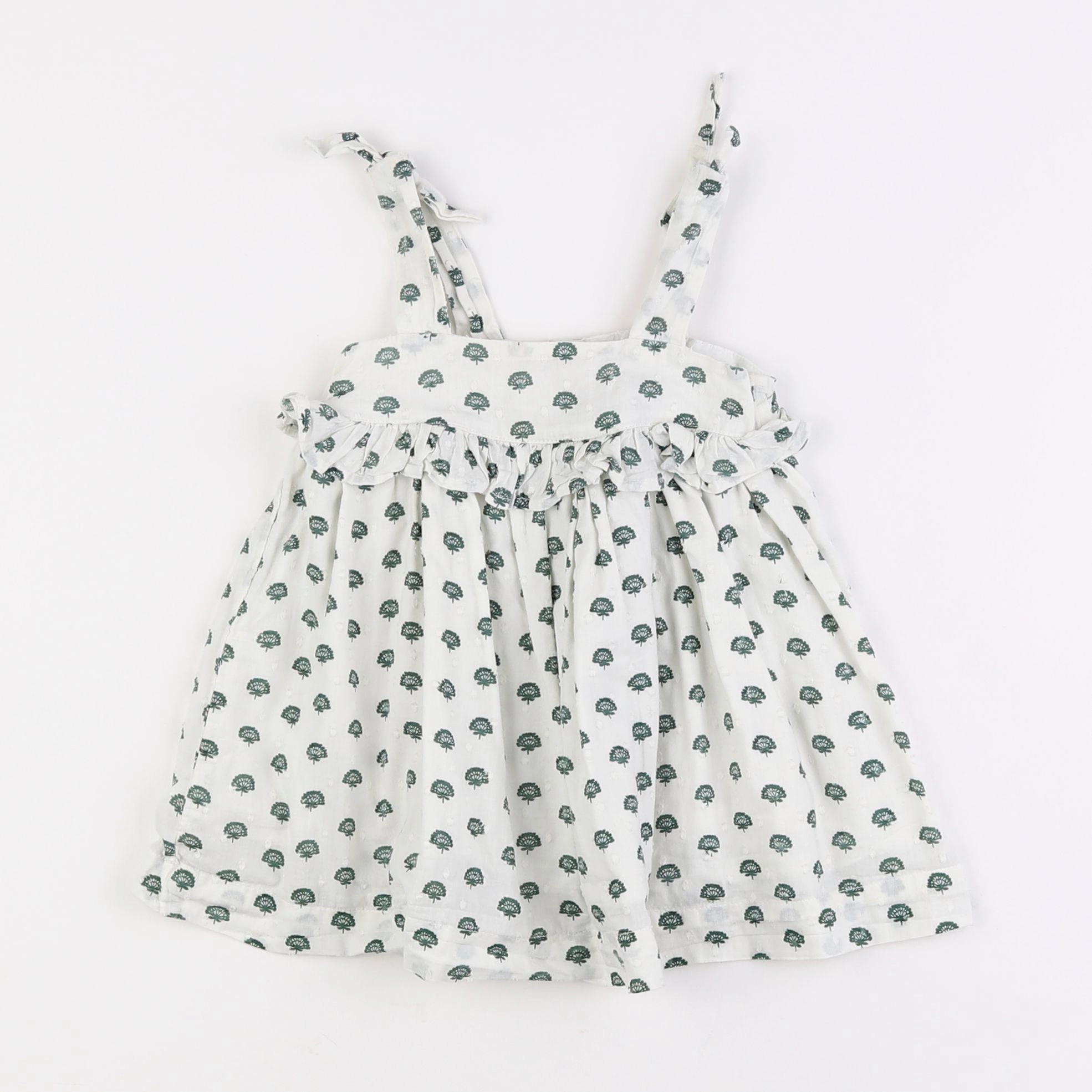 Boutchou - robe beige, vert - 9 mois