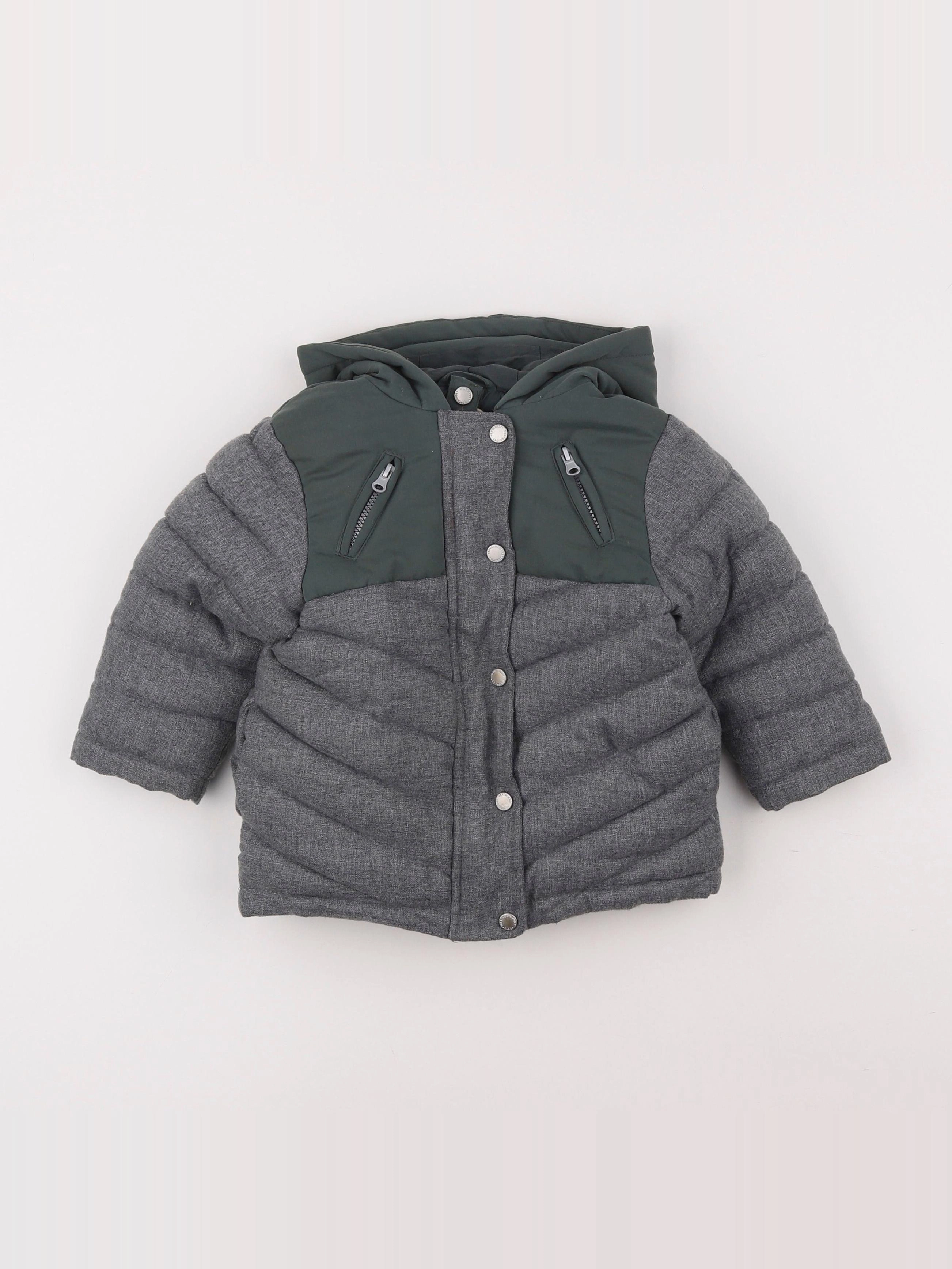 Vertbaudet - manteau doublure amovible gris - 18 mois