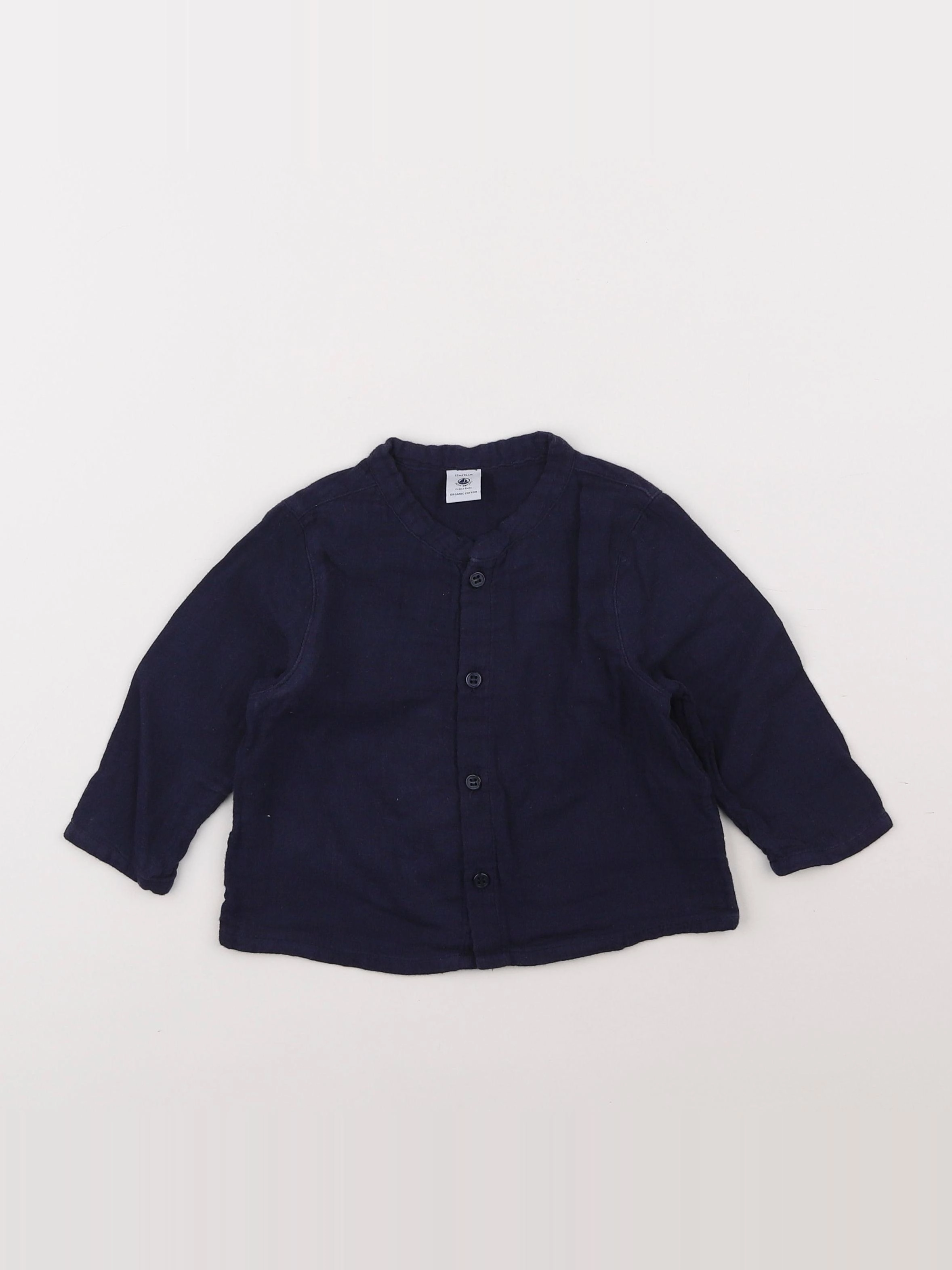 Petit Bateau - chemise bleu - 12 mois