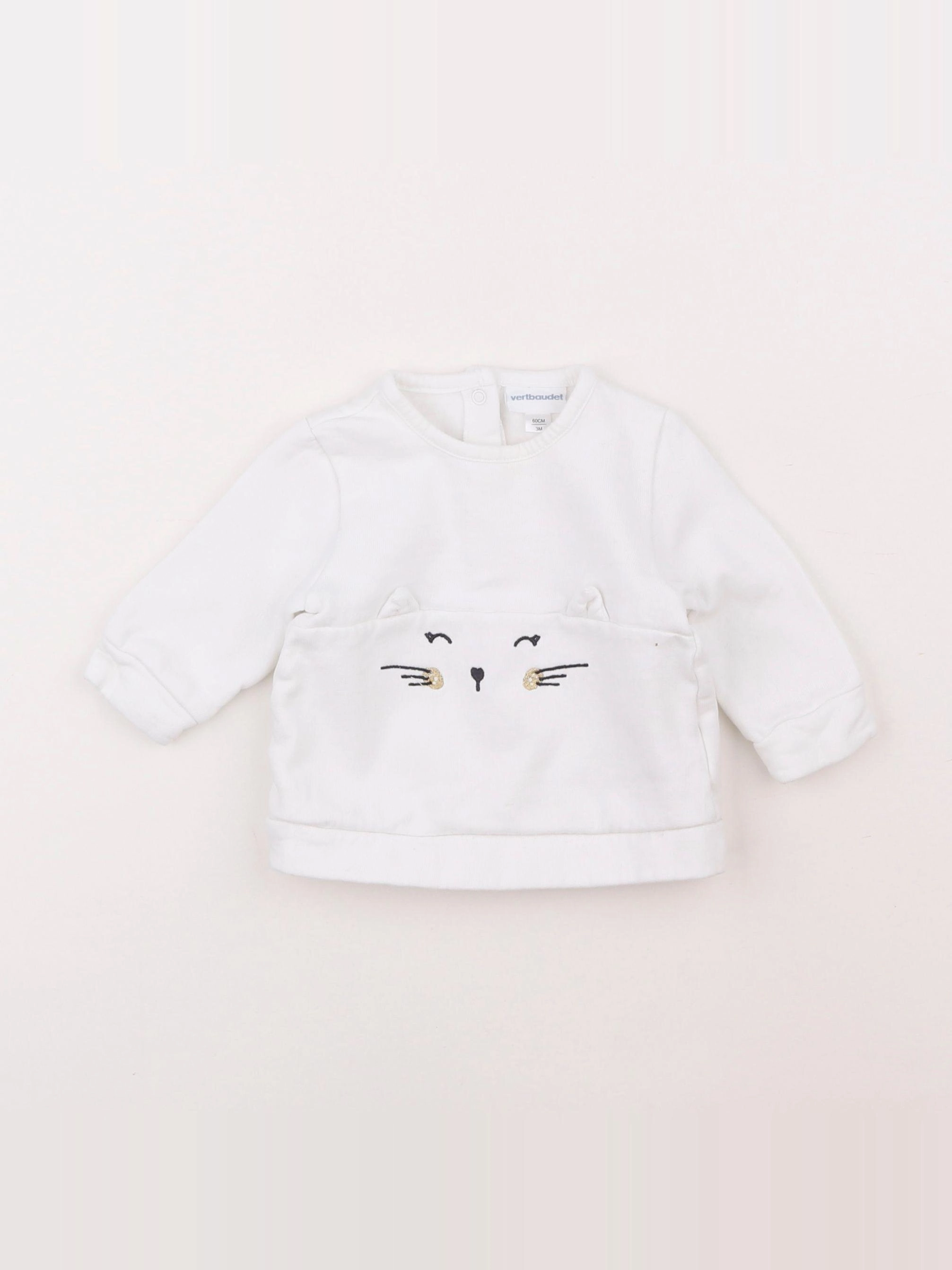 Vertbaudet - sweat blanc - 3 mois