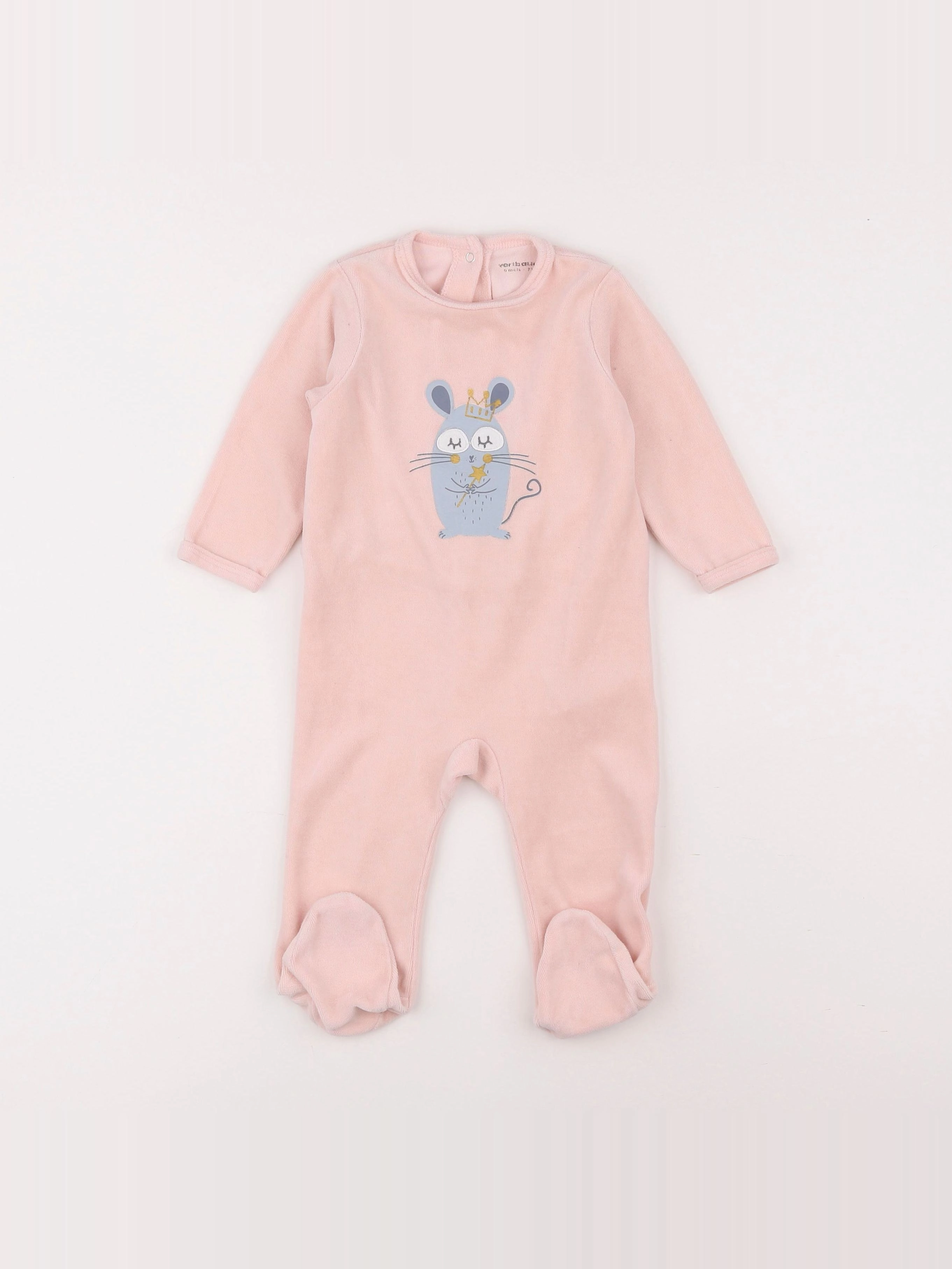 Vertbaudet - pyjama velours rose - 9 mois