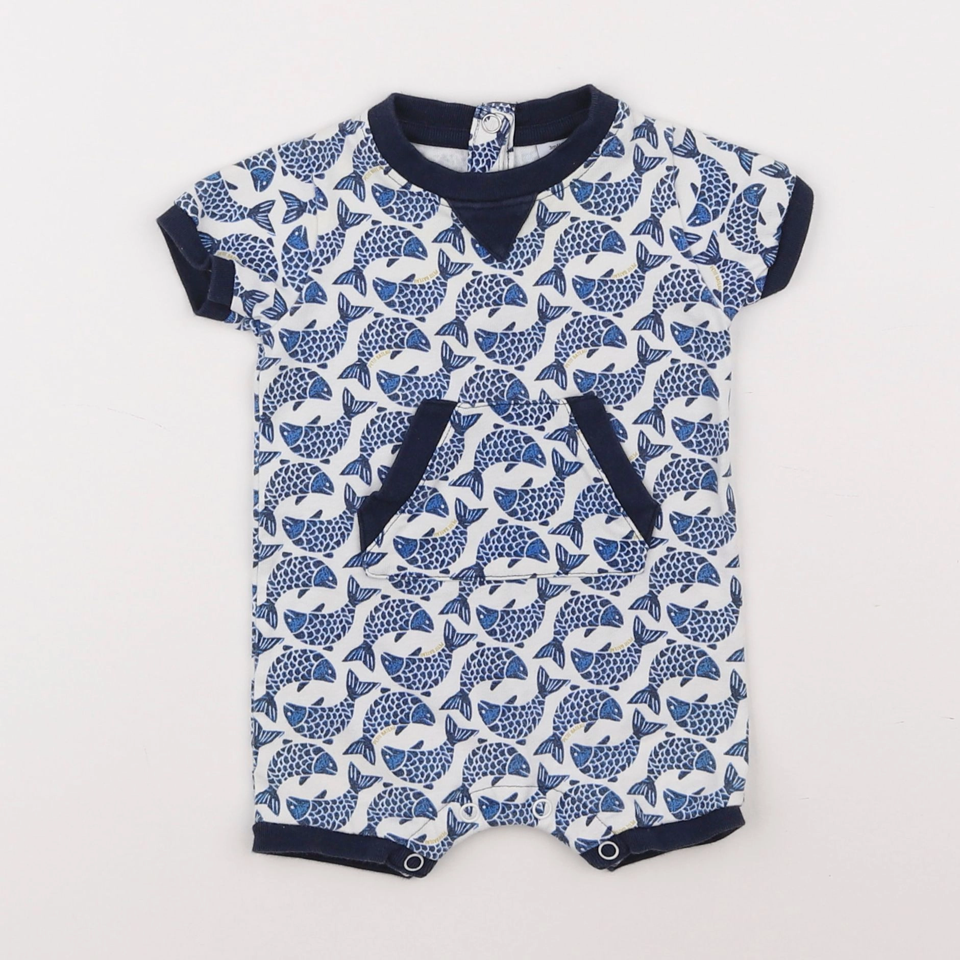Petit Bateau - combinaison blanc, bleu - 3 mois