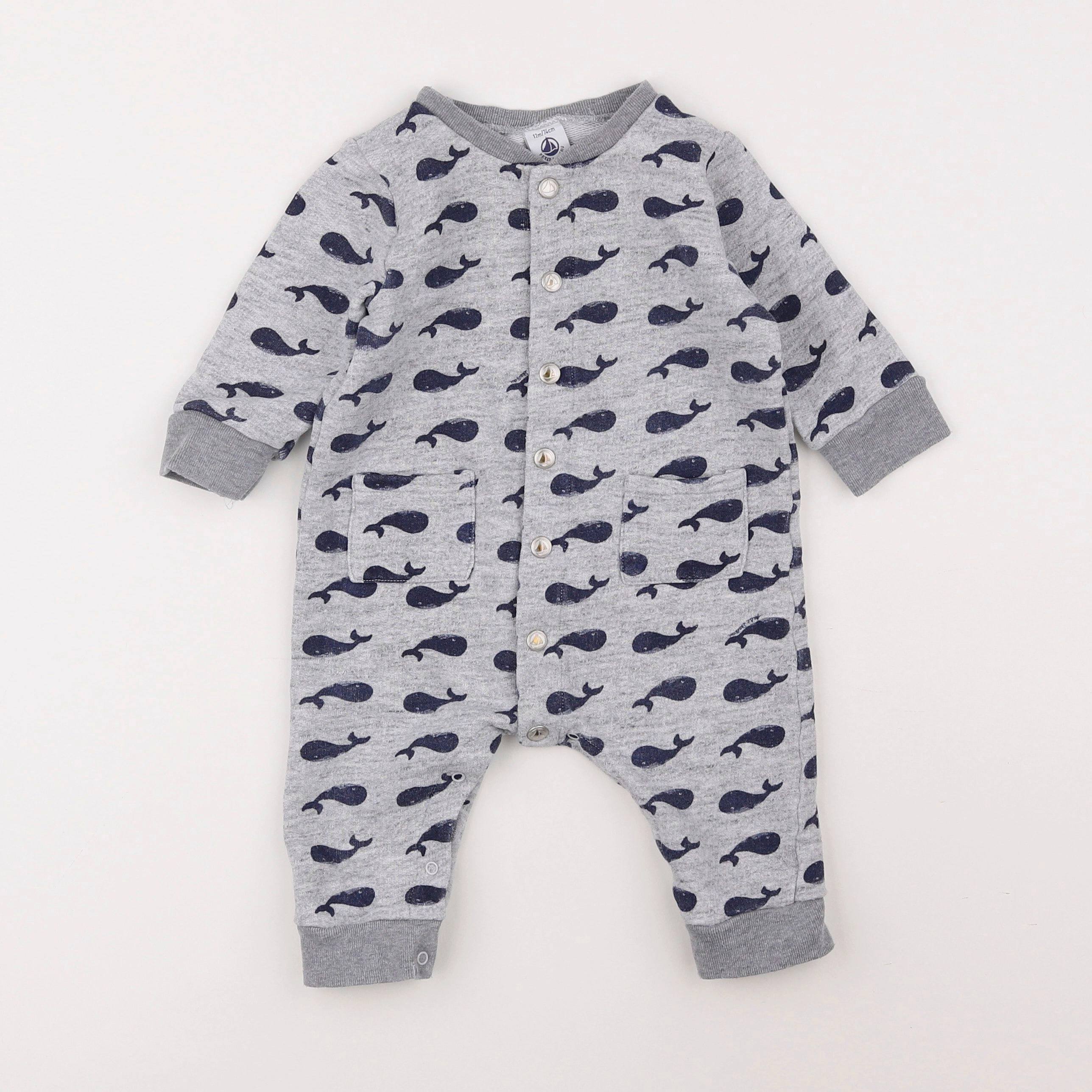 Petit Bateau - combinaison gris - 12 mois