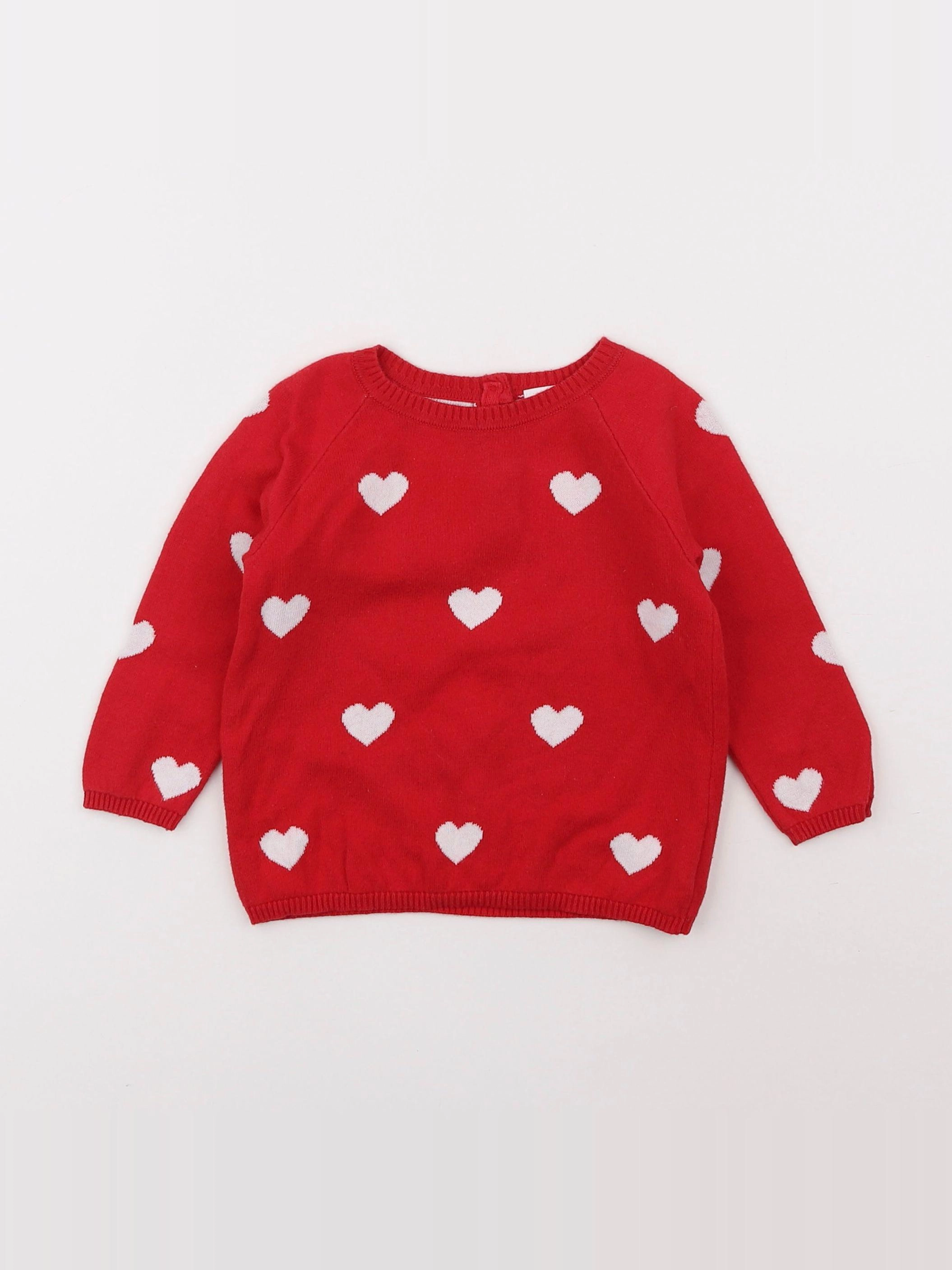 H&M - pull rouge - 6/9 mois