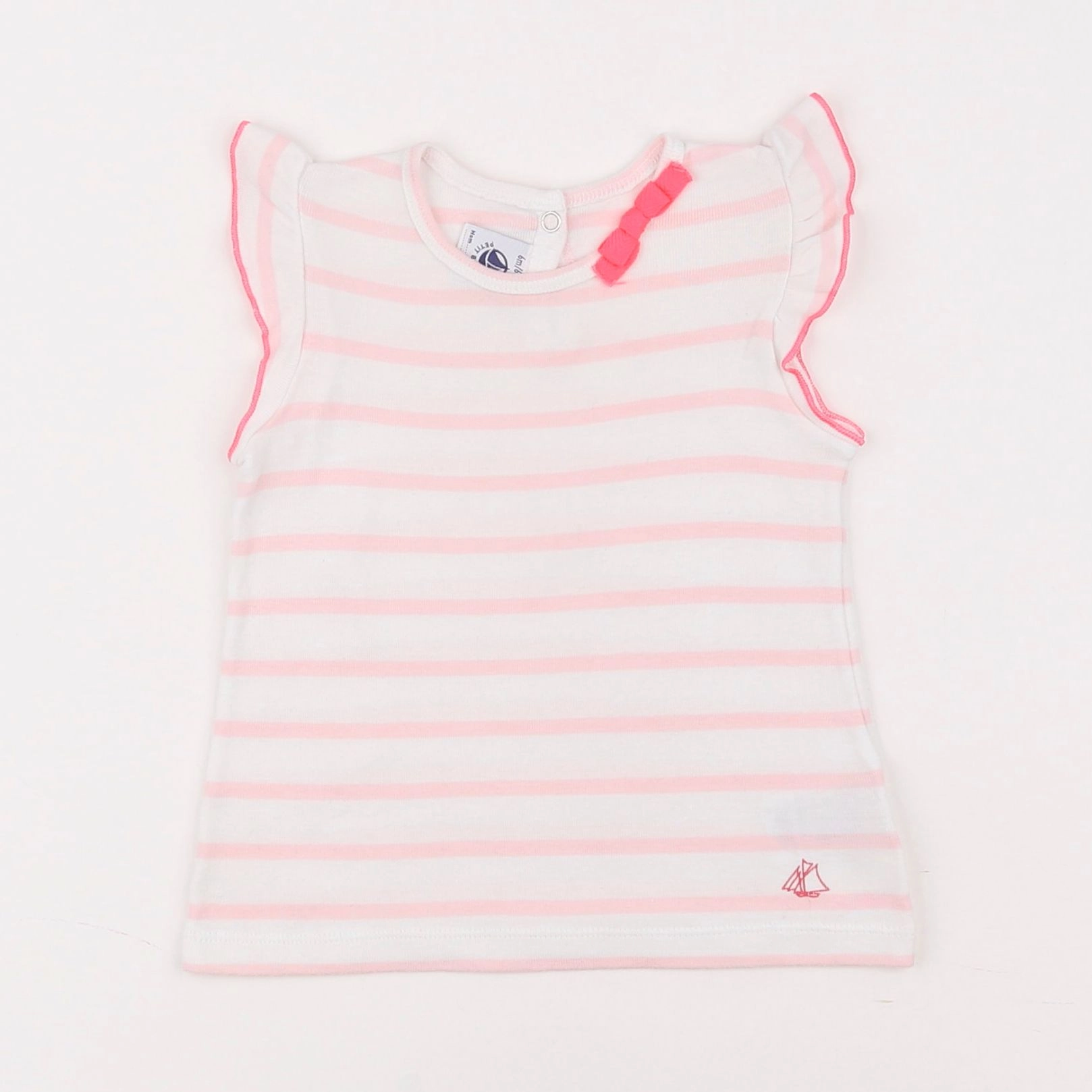 Petit Bateau - tee-shirt blanc - 6 mois