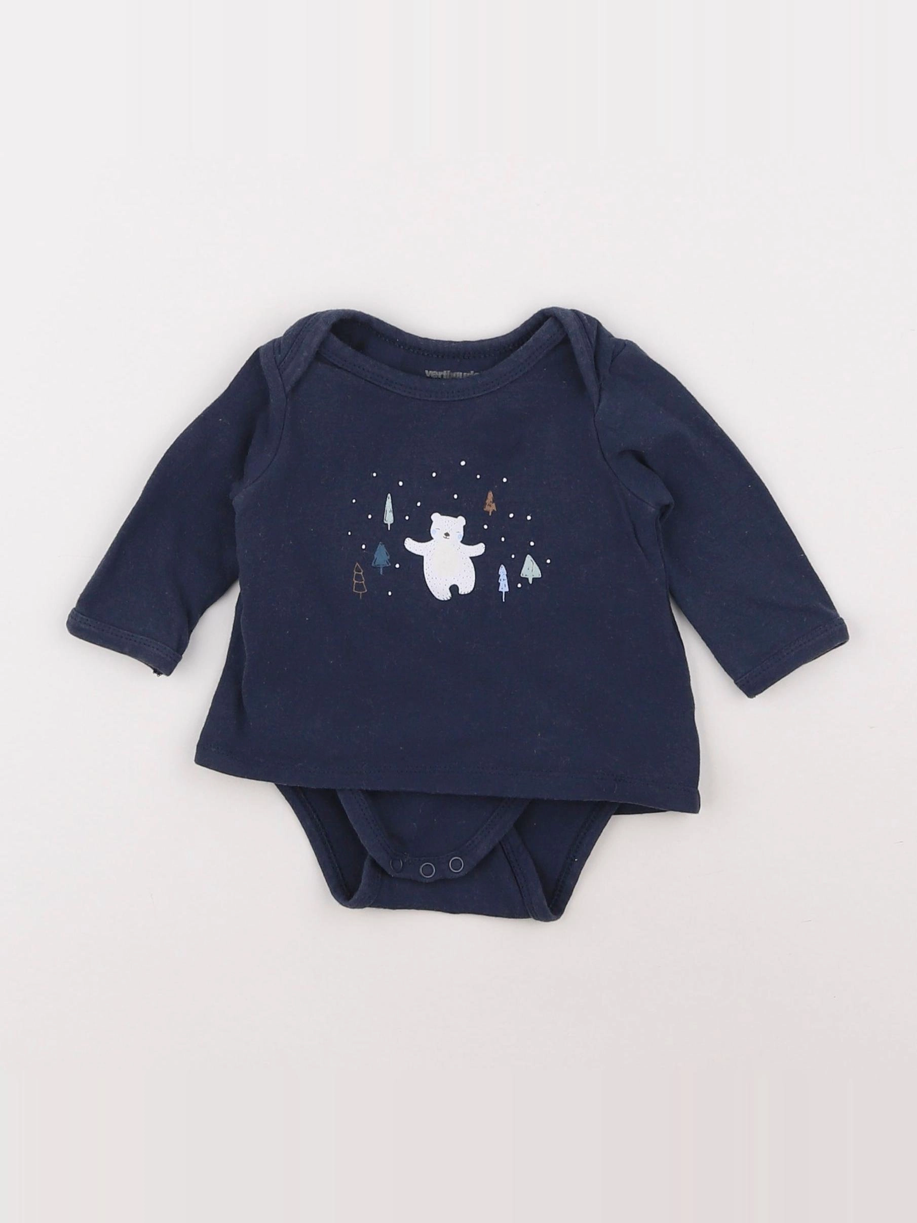 Vertbaudet - body tee-shirt bleu - 1 mois