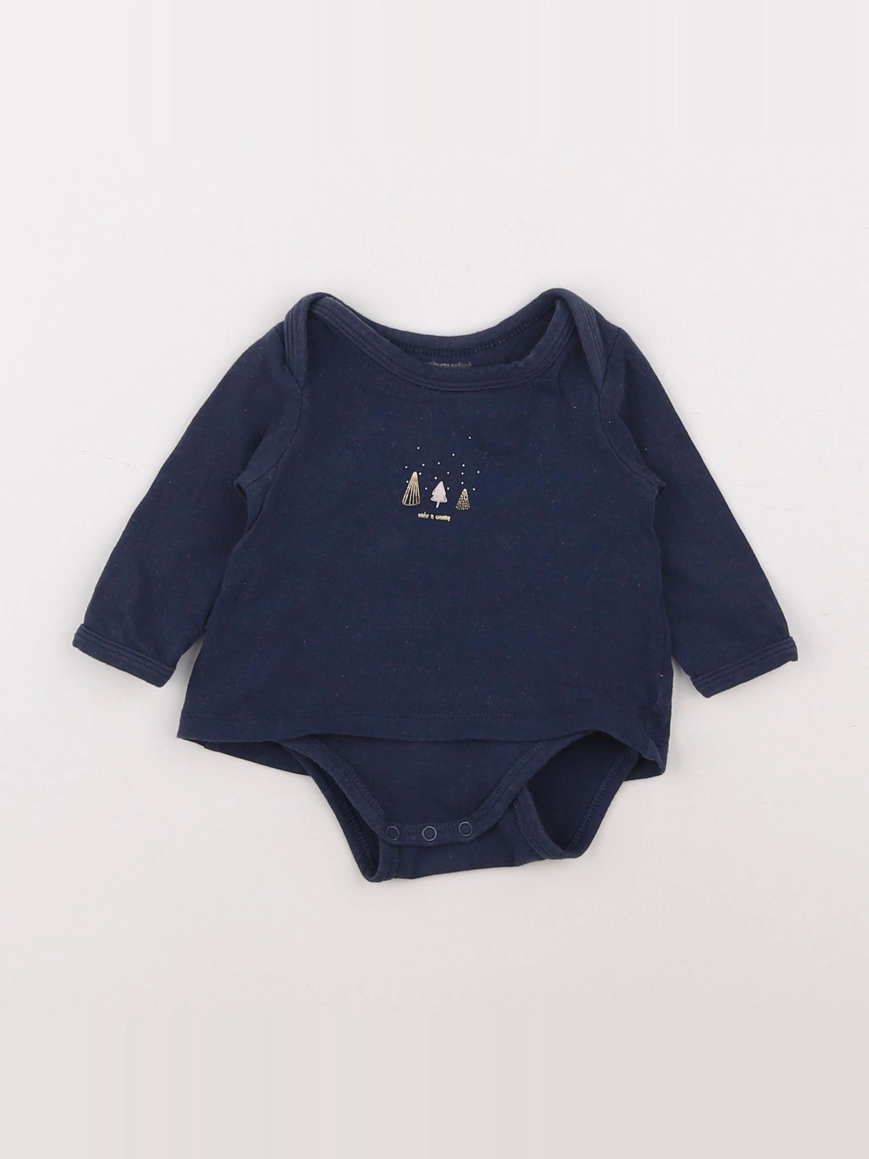 Vertbaudet - body tee-shirt bleu - 1 mois
