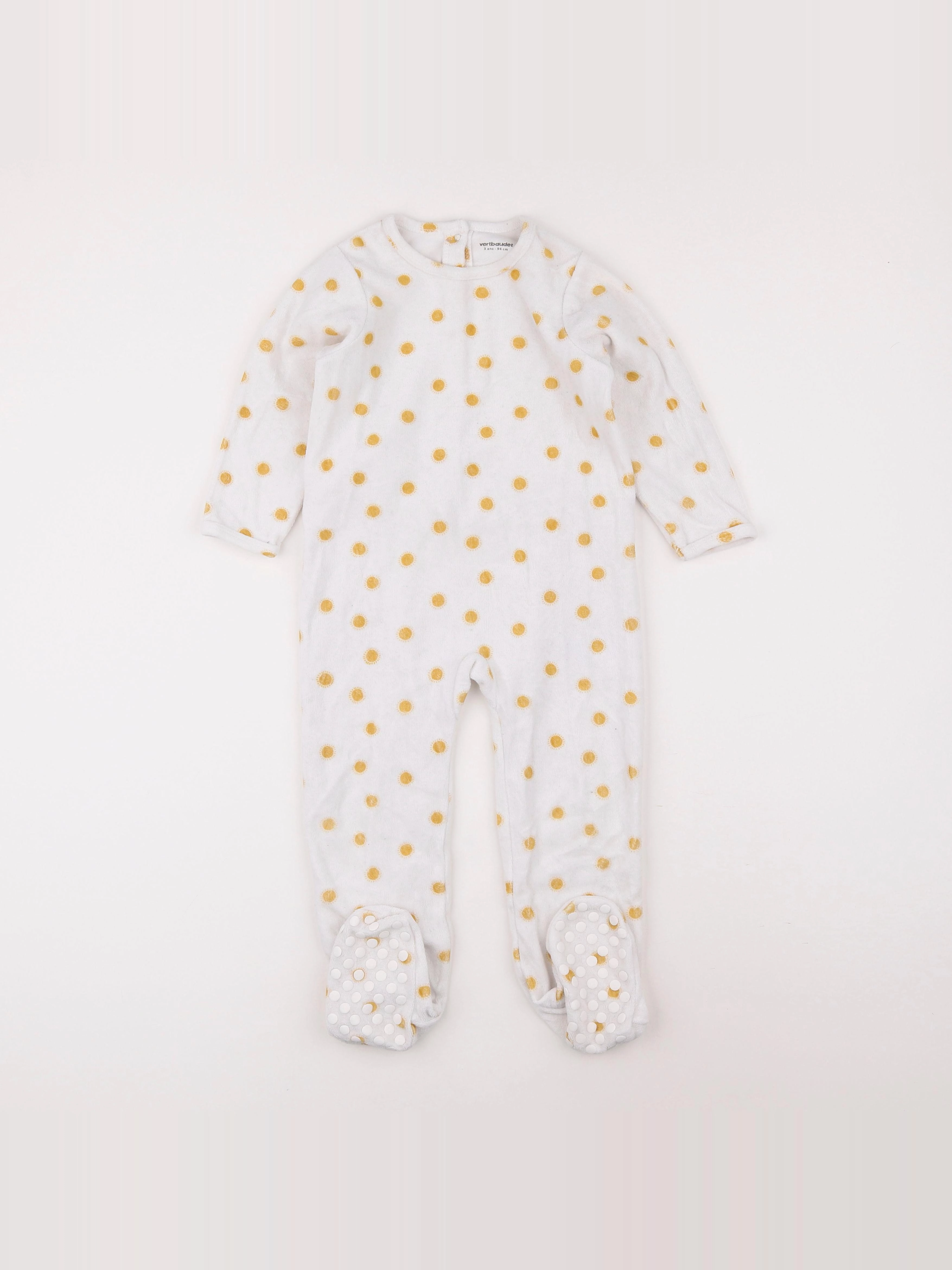 Vertbaudet - pyjama velours blanc, jaune - 3 ans