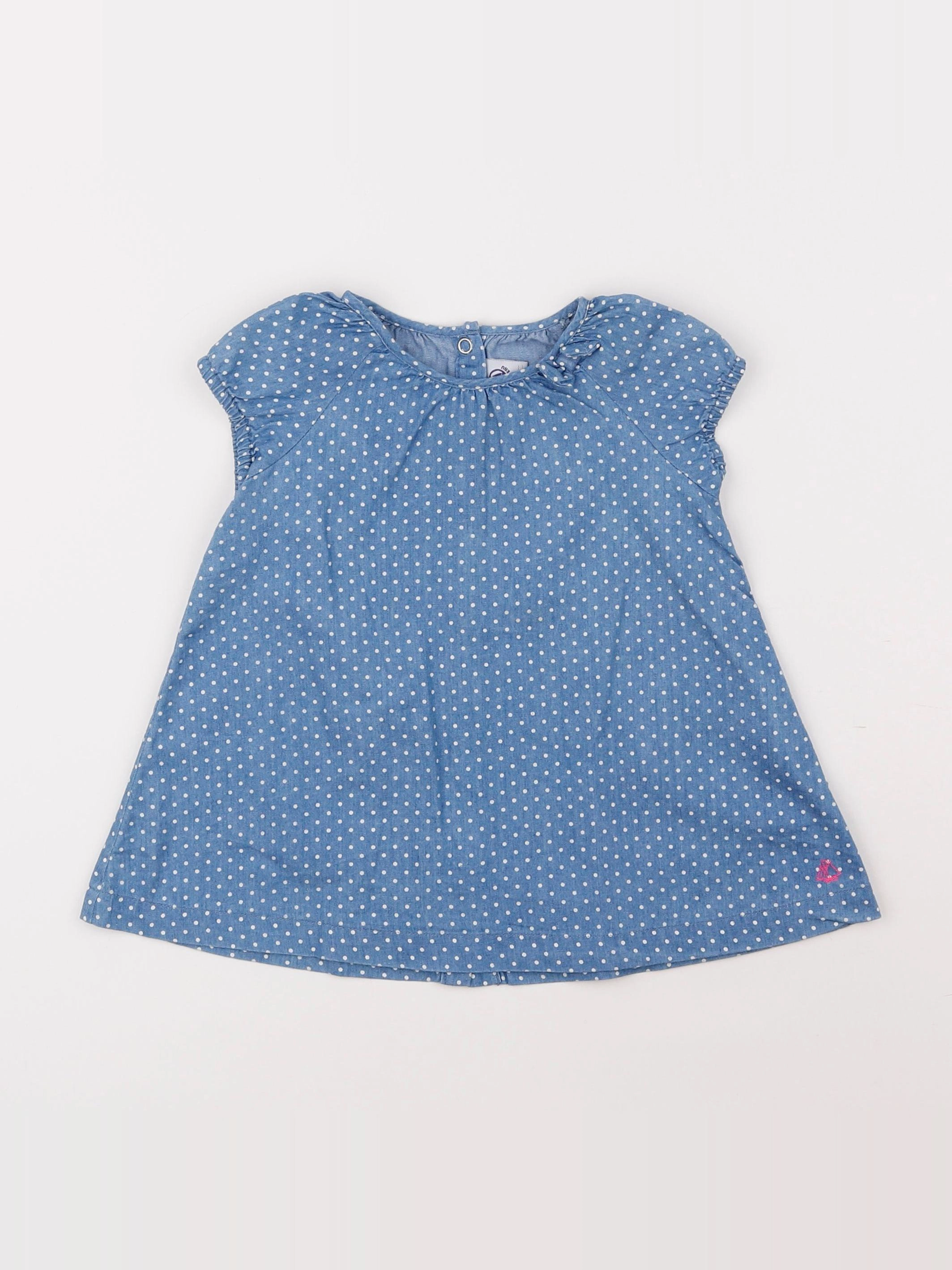 Petit Bateau - robe bleu - 6 mois
