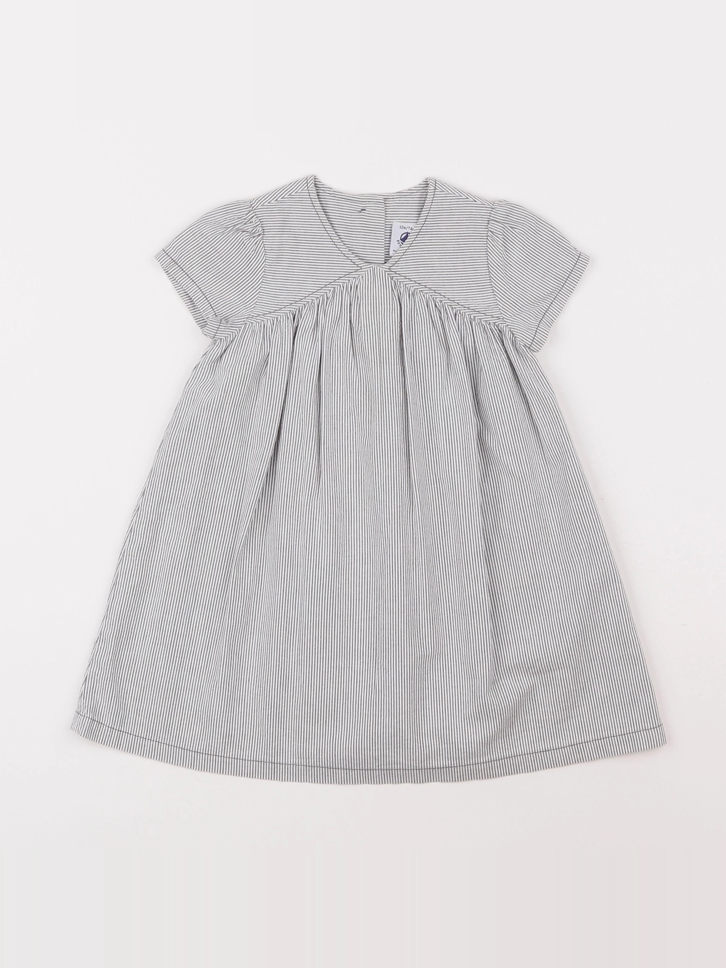 Petit Bateau - robe gris - 12 mois