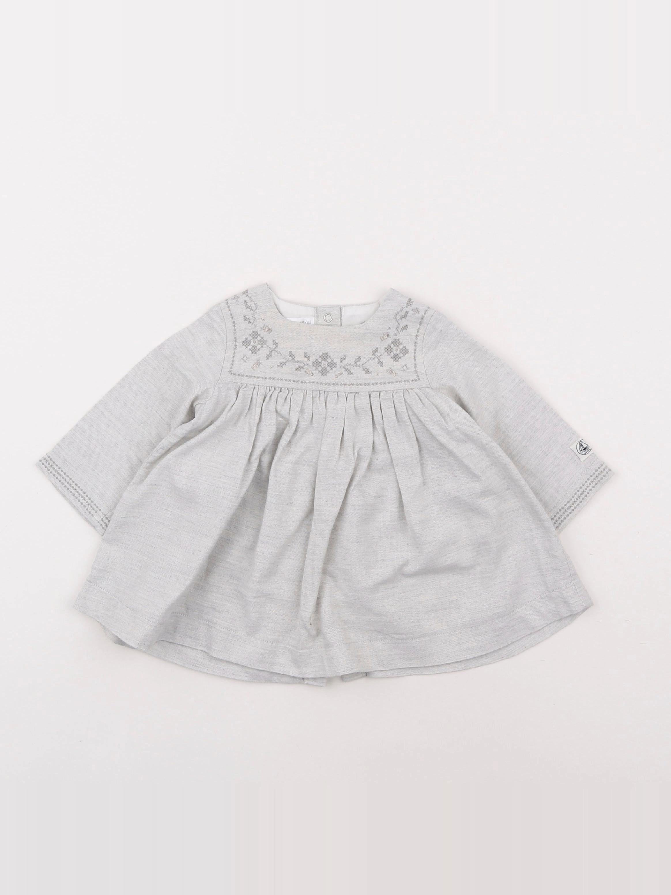 Petit Bateau - robe gris - 6 mois